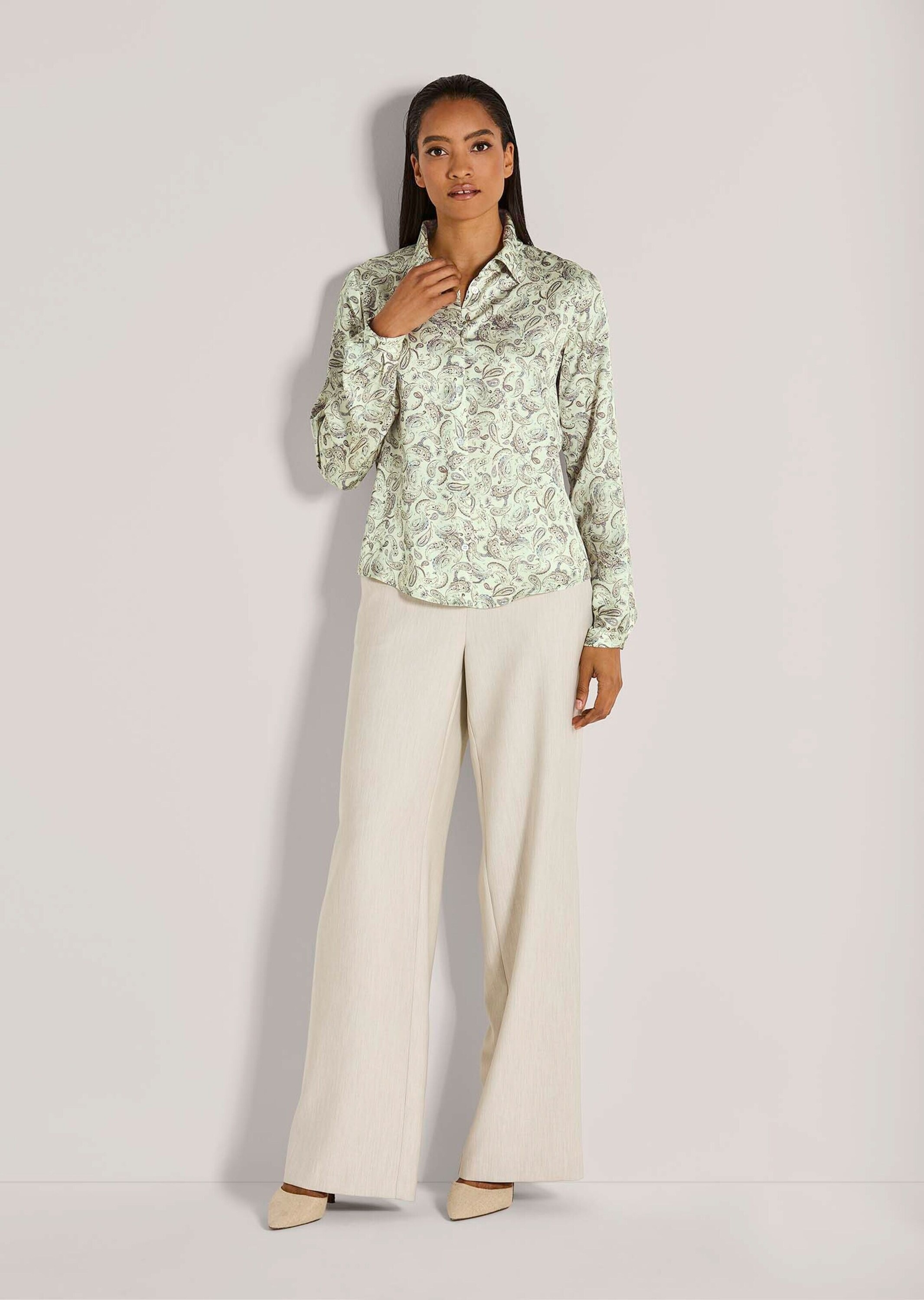 MADELEINE Langarmbluse »Paisleybluse Elegante Viskosebluse mit Knopfleiste«