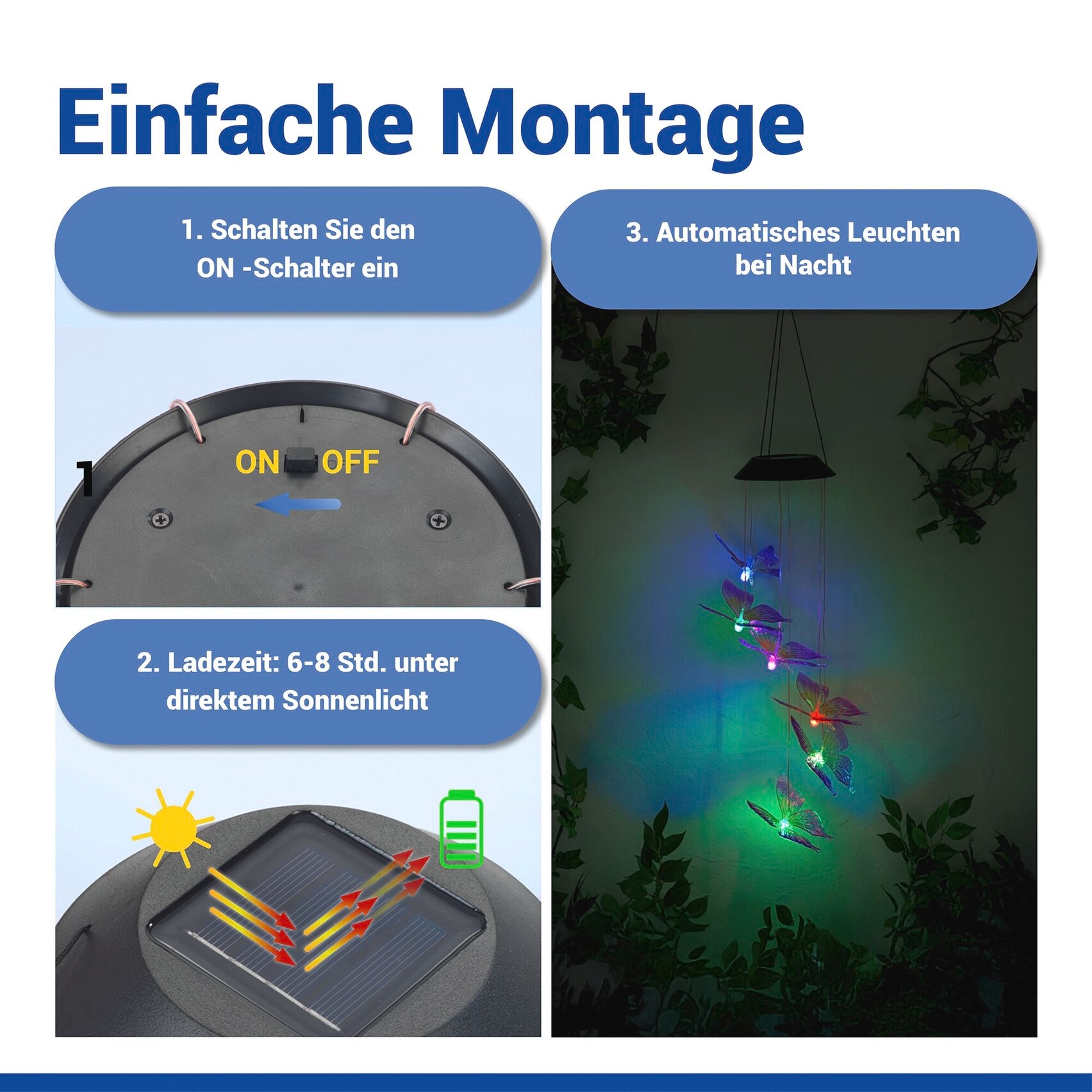 Maximex LED Gartenleuchte »Modell Schmetterling« 2 Stk. Extra-Warmweiß solarbetriebenes Windspiel mit farbwechselnden LEDs