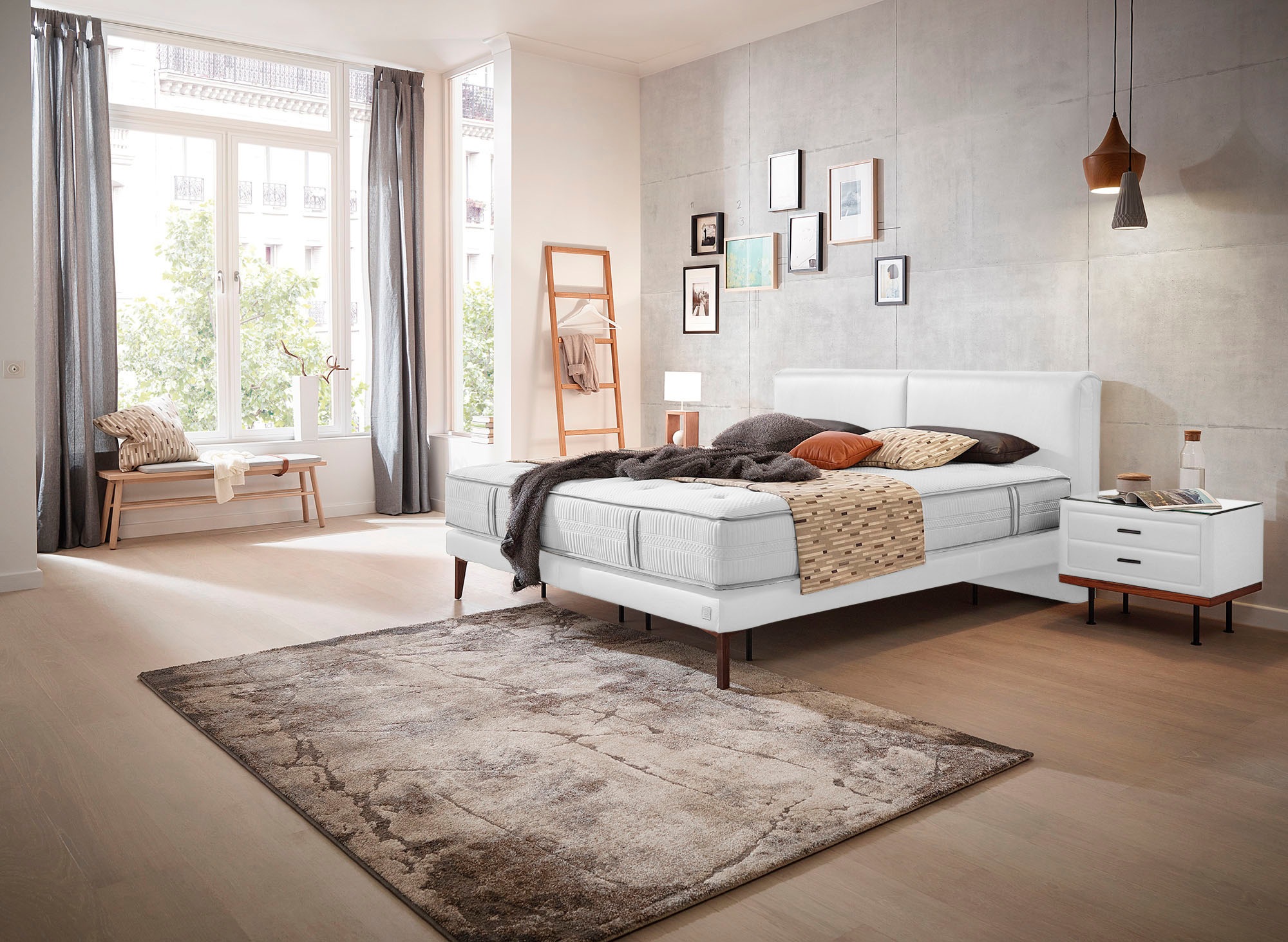 ADA premium Boxspringbett »Hamilton«, schmale Box inkl. 7-Zonen-Tonnentaschen-Federkern-Partnermatratze