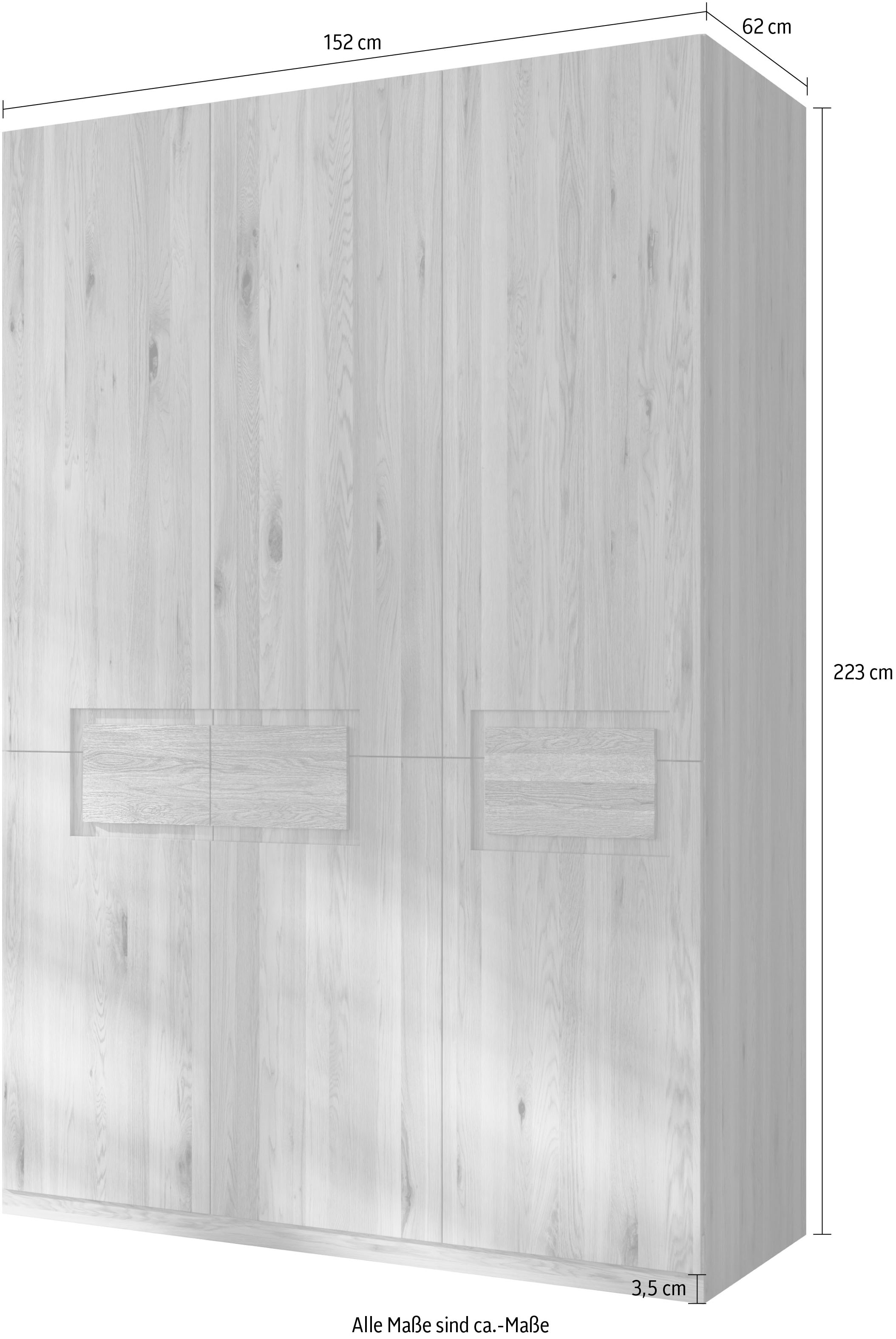 Home affaire Kleiderschrank »Ambroise aus Wildeiche, erhältlich in verschiedenen Breiten«, Massivholz-Kleiderschrank, im 50 cm Raster planbar