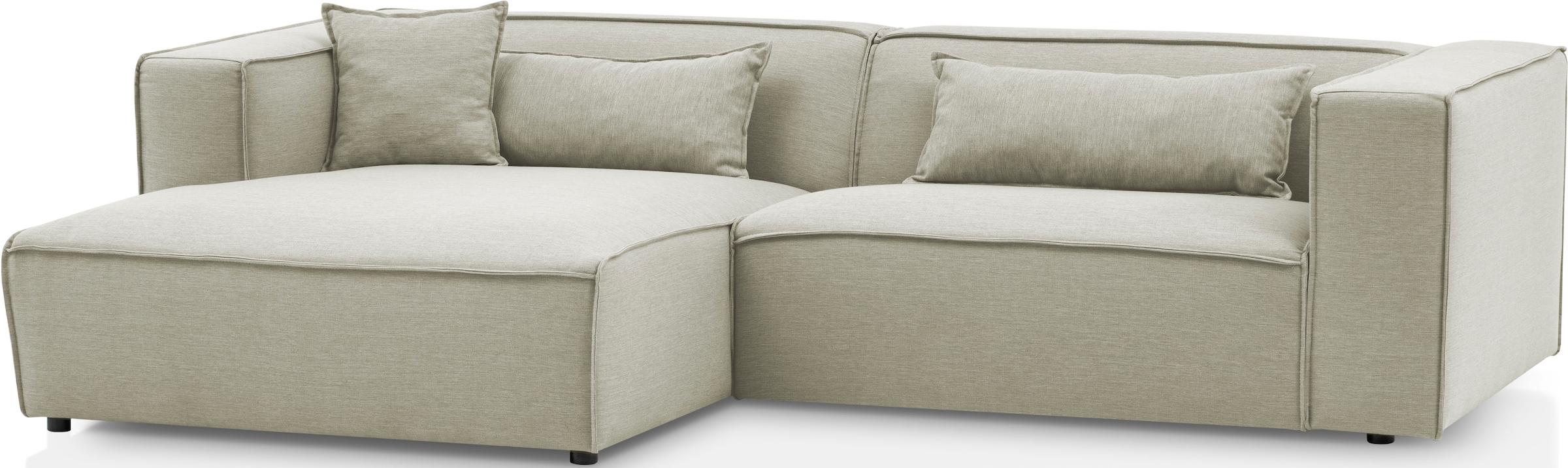 LeGer Home by Lena Gercke Ecksofa »PIARA mit Kedernaht in Cord oder Leinenoptik, moderne Couch in L-Form«, wahlweise Ottomane rechts/links, schwarze Füße, bequemer Sitzkomfort