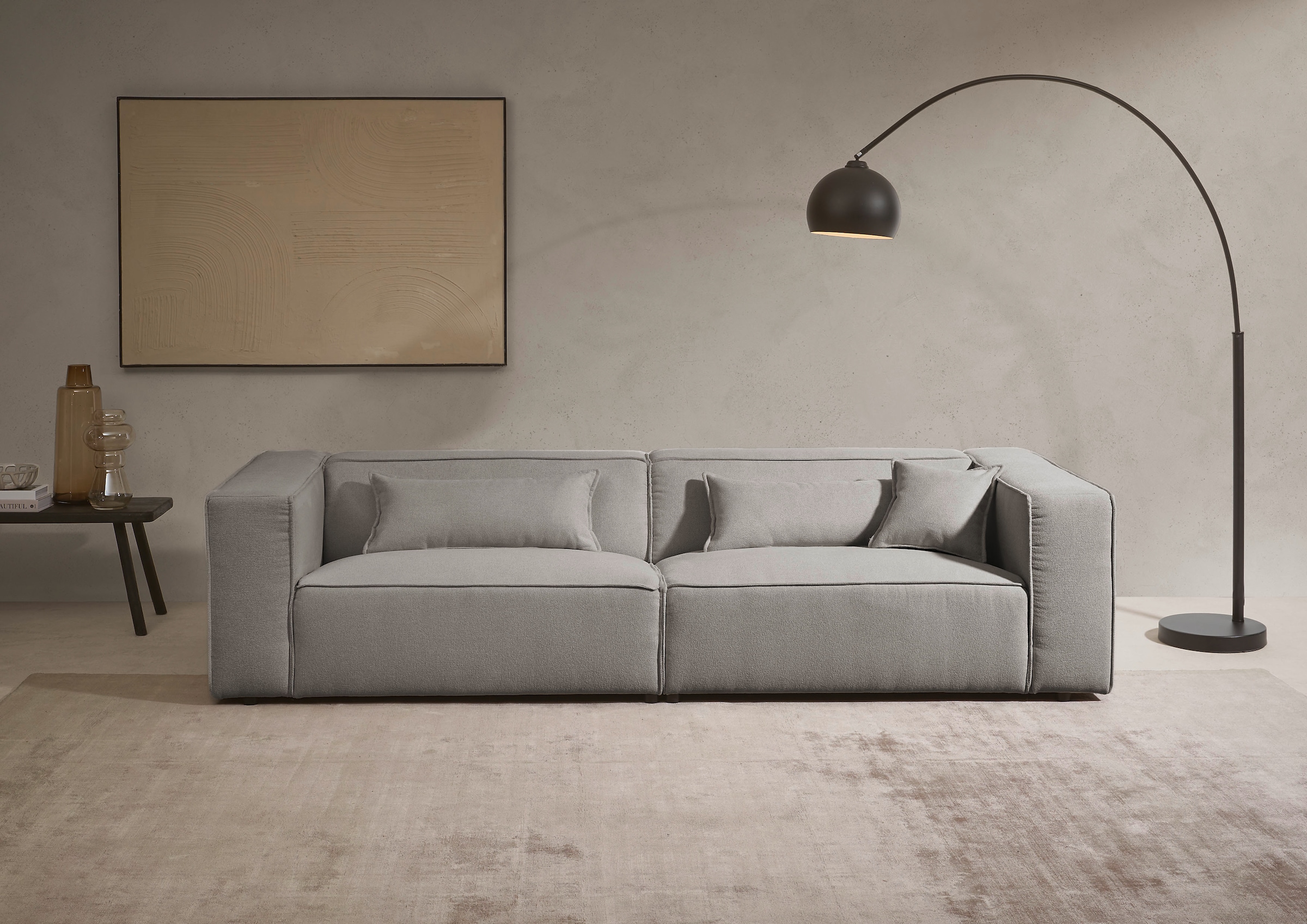 LeGer Home by Lena Gercke 3-Sitzer »PIARA, Struktur, Couch mit Kedernaht« schwarze Füße, bequemer Sitzkomfort