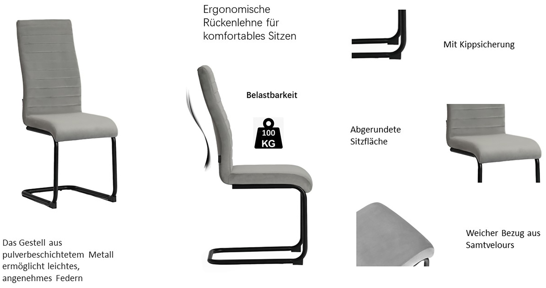 Home affaire Essgruppe »Elbach, TOPSELLER!, OTTOs Choice«, (Set, 5 tlg.), ausziehbar 120-160 cm, Hochglanz, Tischgruppe Freischwinger