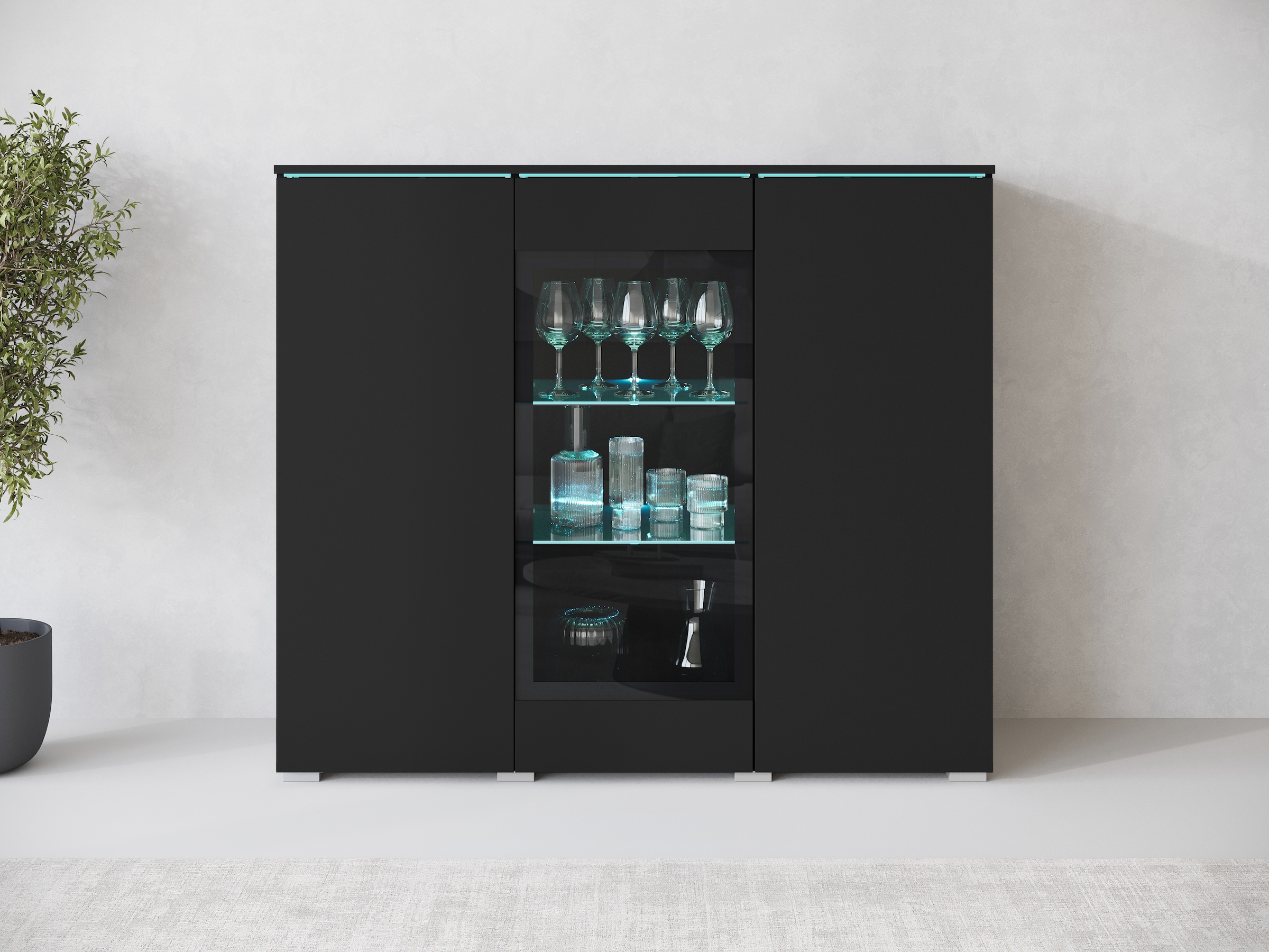INOSIGN Highboard, Highboard Vera (1 St) mit 4 Türen, 9 Fächern, verglasten Türen