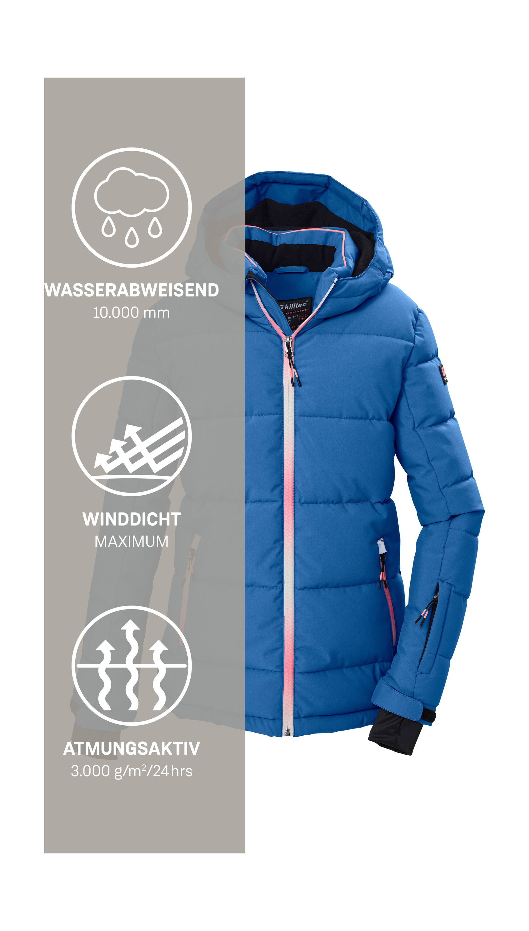 Killtec Skijacke »KSW 186 GRLS SKI JCKT« Winddichte, wasserabweisende Ski-Steppjacke mit Schneefang