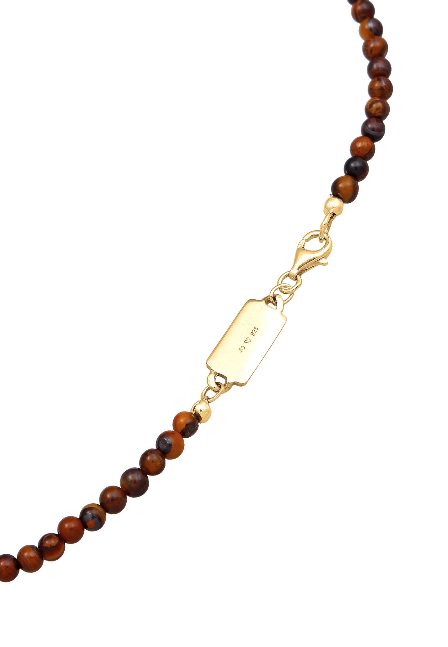 Kuzzoi Lange Kette »Halskette Tigerauge Perlen Bead Barren 925 Silber«