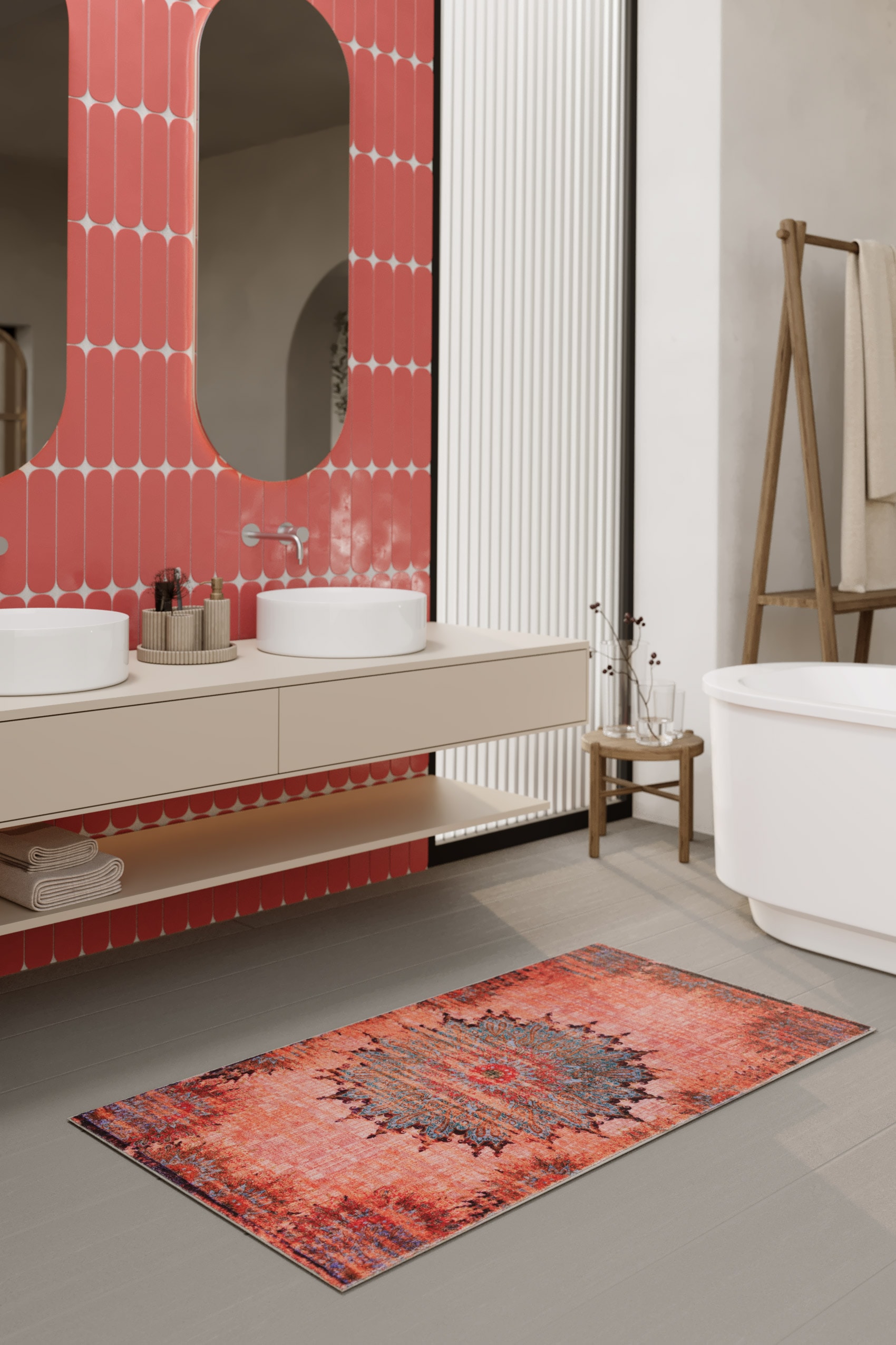Wecon home Badematte »Healing«, fußbodenheizungsgeeignet, Vintage, waschbar, rutschfest, schnell trocknend, robust, Badteppich