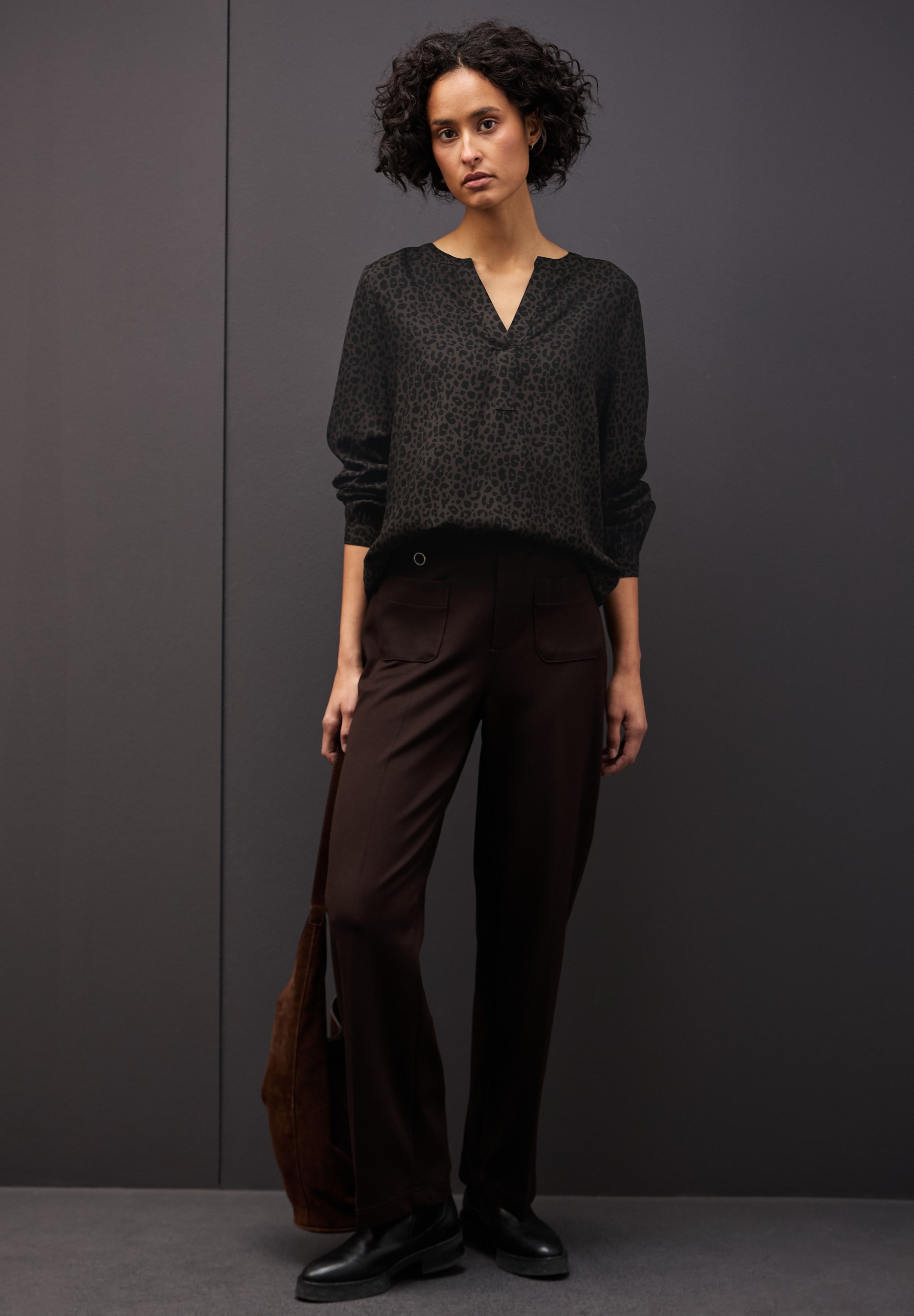 STREET ONE Langarmbluse mit Leo-Print, im Tunika-Stil