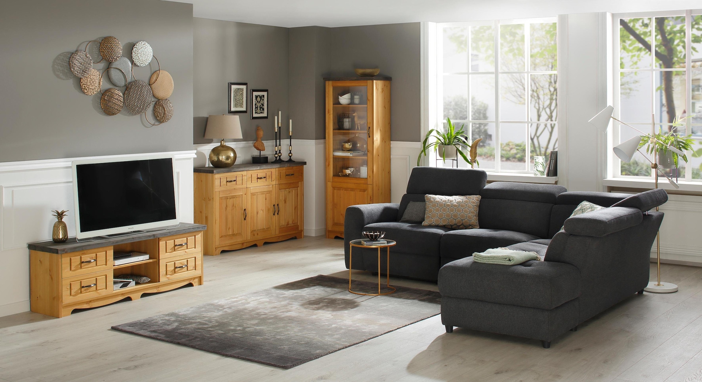 Home affaire Sideboard »Trinidad Antique«, Kommode, 148 cm, FSC® zertifiziertes Massivholz