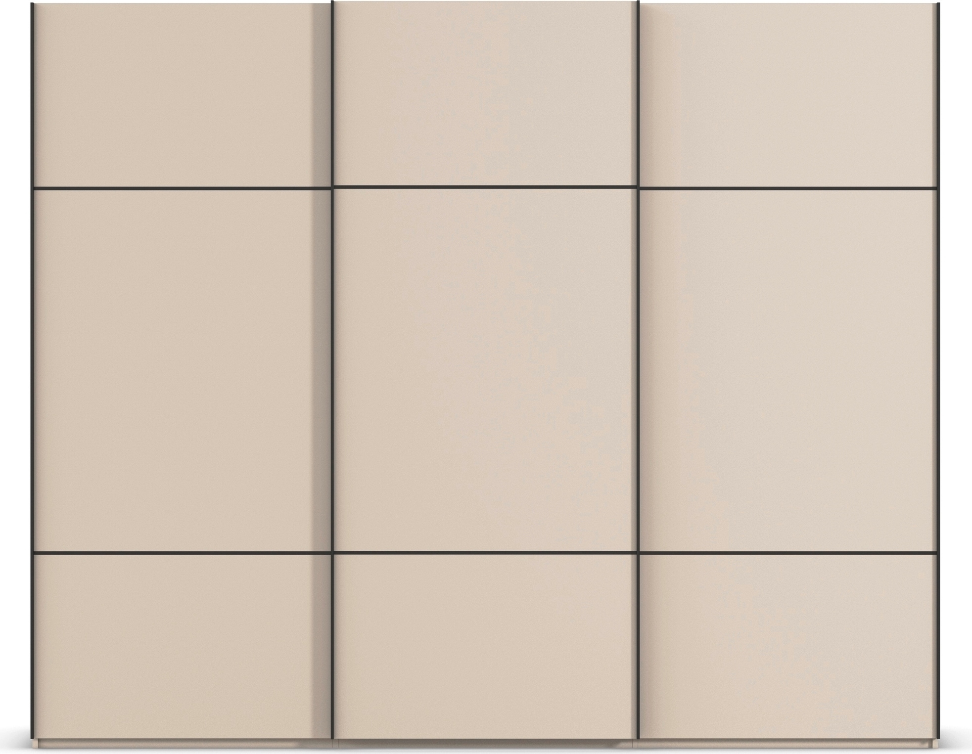 rauch Schwebetürenschrank »Kleiderschrank Schrank Garderobe Schlafzimmerschrank SCALE-TRIO«, edle dreigeteilte Front, 2 Zierleisten in Griff-Farbe MADE IN GERMANY