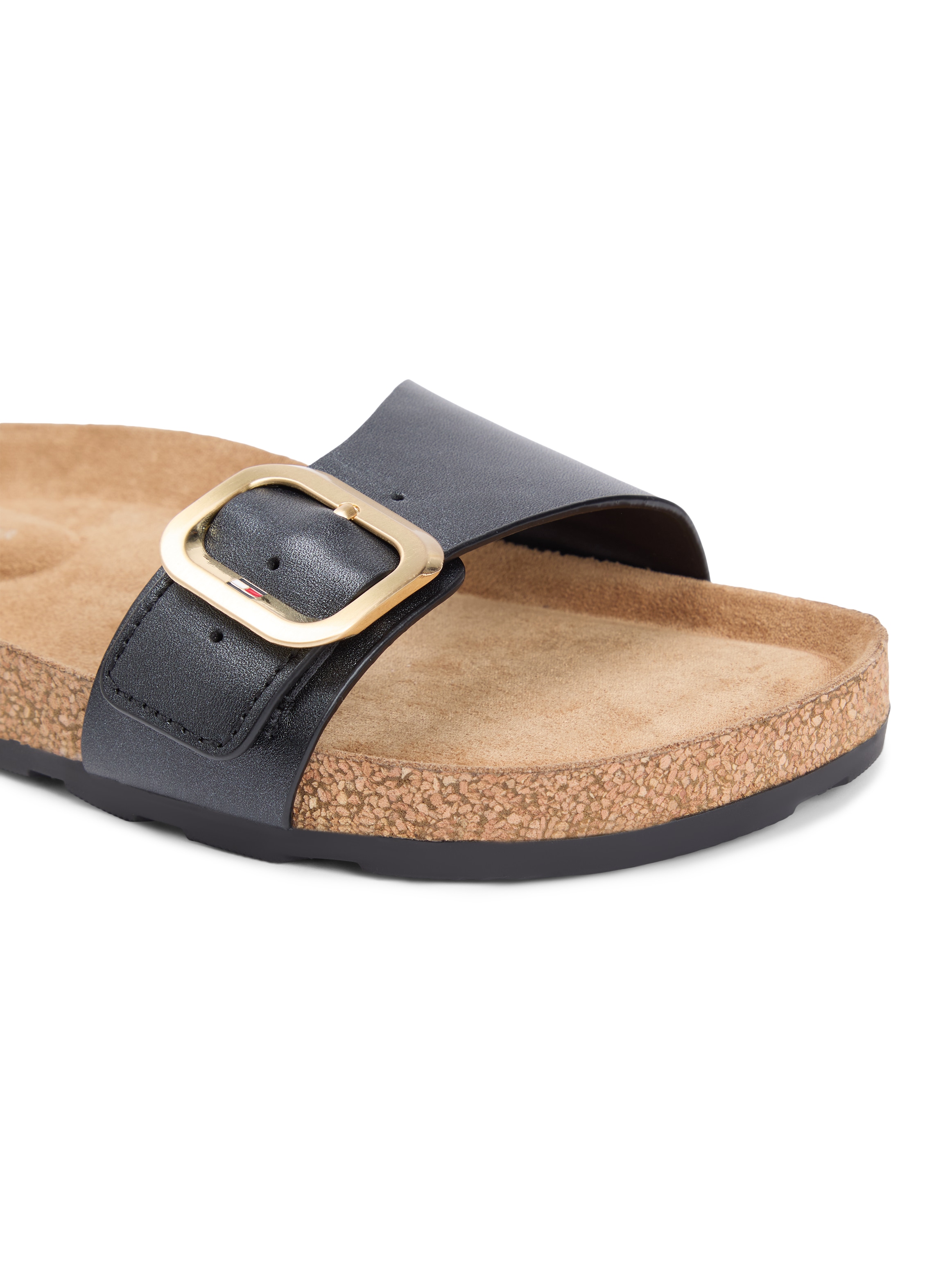 Tommy Hilfiger Pantolette »TH CLASSIC CORK SANDAL PEARL LTH«  Strandschuh, Pool Slides, Flat mit Logoemblem