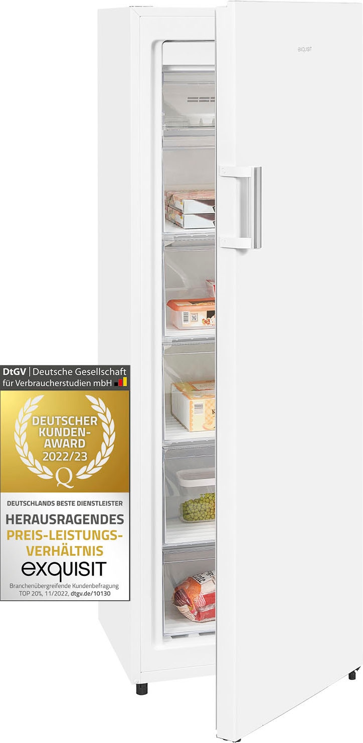 exquisit Gefrierschrank »GS271-NF-H-010E weiss«, 169,1 cm hoch, 55,9 cm breit, 194 L Volumen, NoFrost, Schnellgefrieren, 4 Sterne