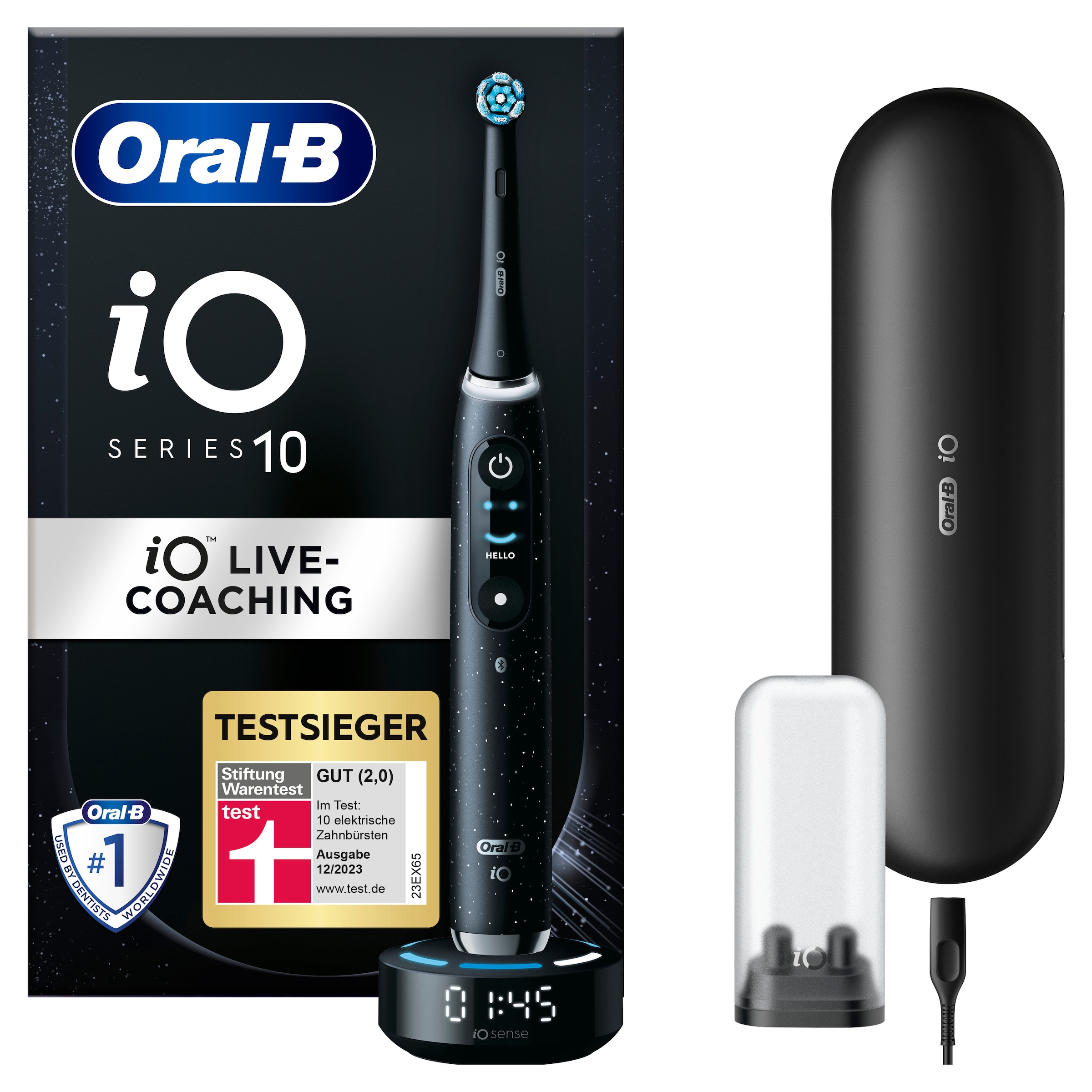 Oral-B Elektrische Zahnbürste »iO 10«, 5 St. Aufsteckbürsten, Magnet-Technologie, iOsense, 7 Putzmodi, Farbdisplay & Lade-Reiseetui