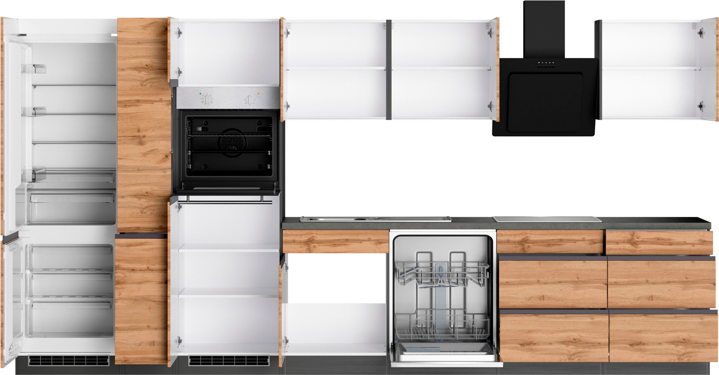 KOCHSTATION Winkelküche »KS-Riesa« Stellbreite 490/153 cm, ohne E-Geräte