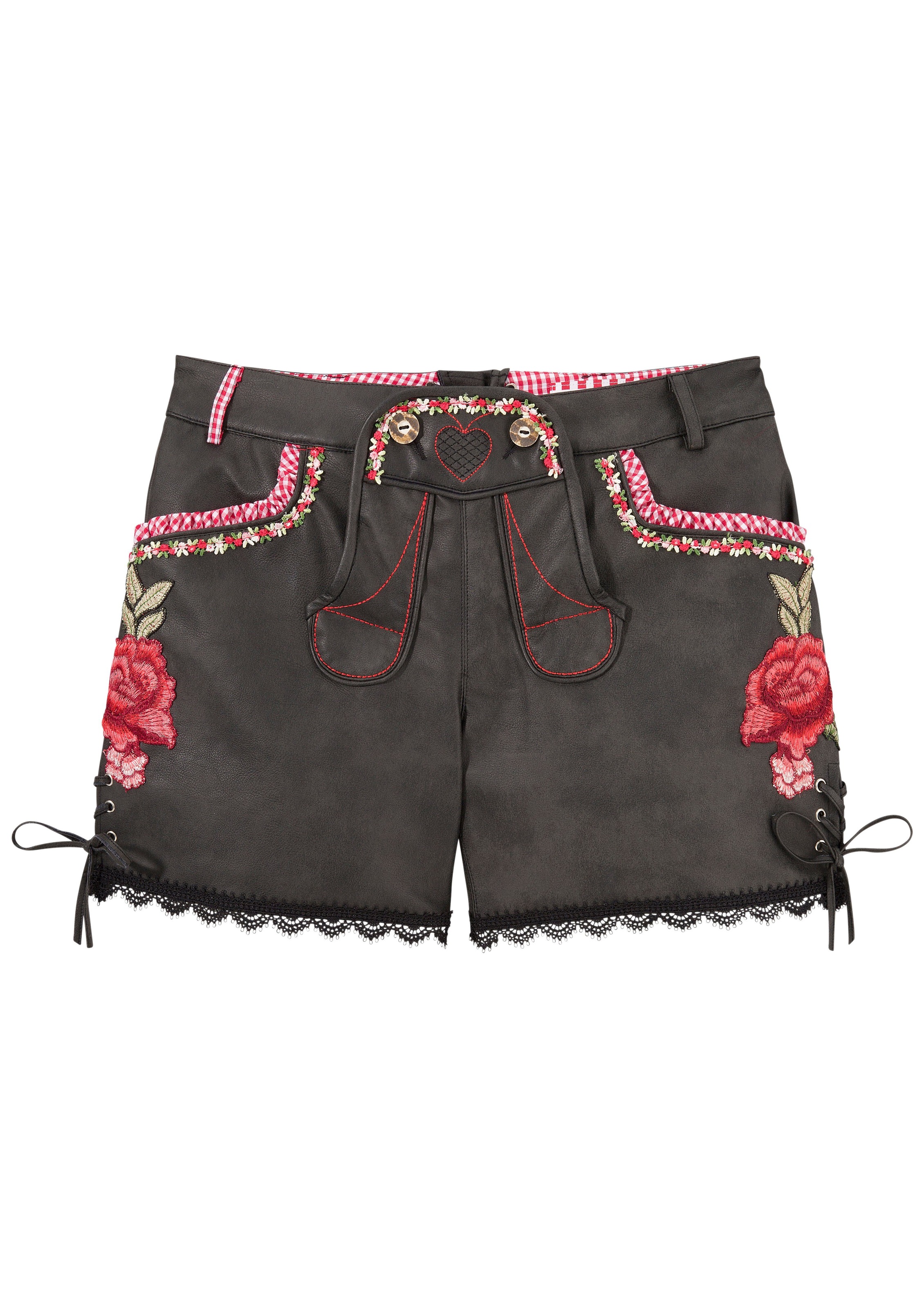 Andreas Gabalier Kollektion Trachtenhose, kurz Damen mit Stickerei und Bänderschnürung