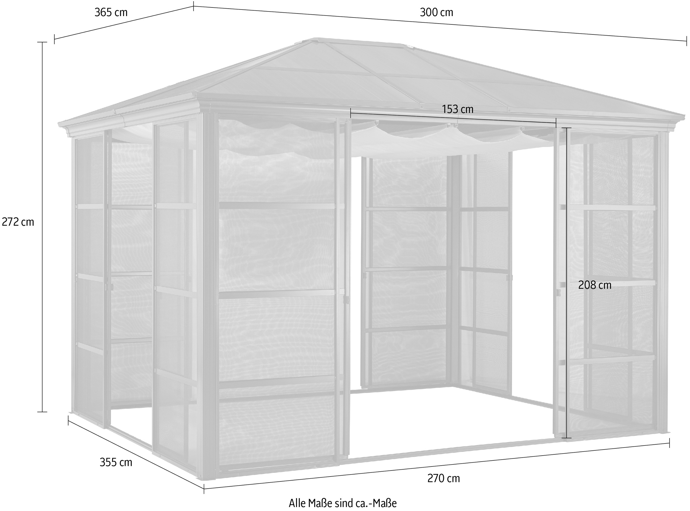 KONIFERA Pavillon »Antigua«, (Set), BxT: 300x365 cm, inkl. Sonnensegel