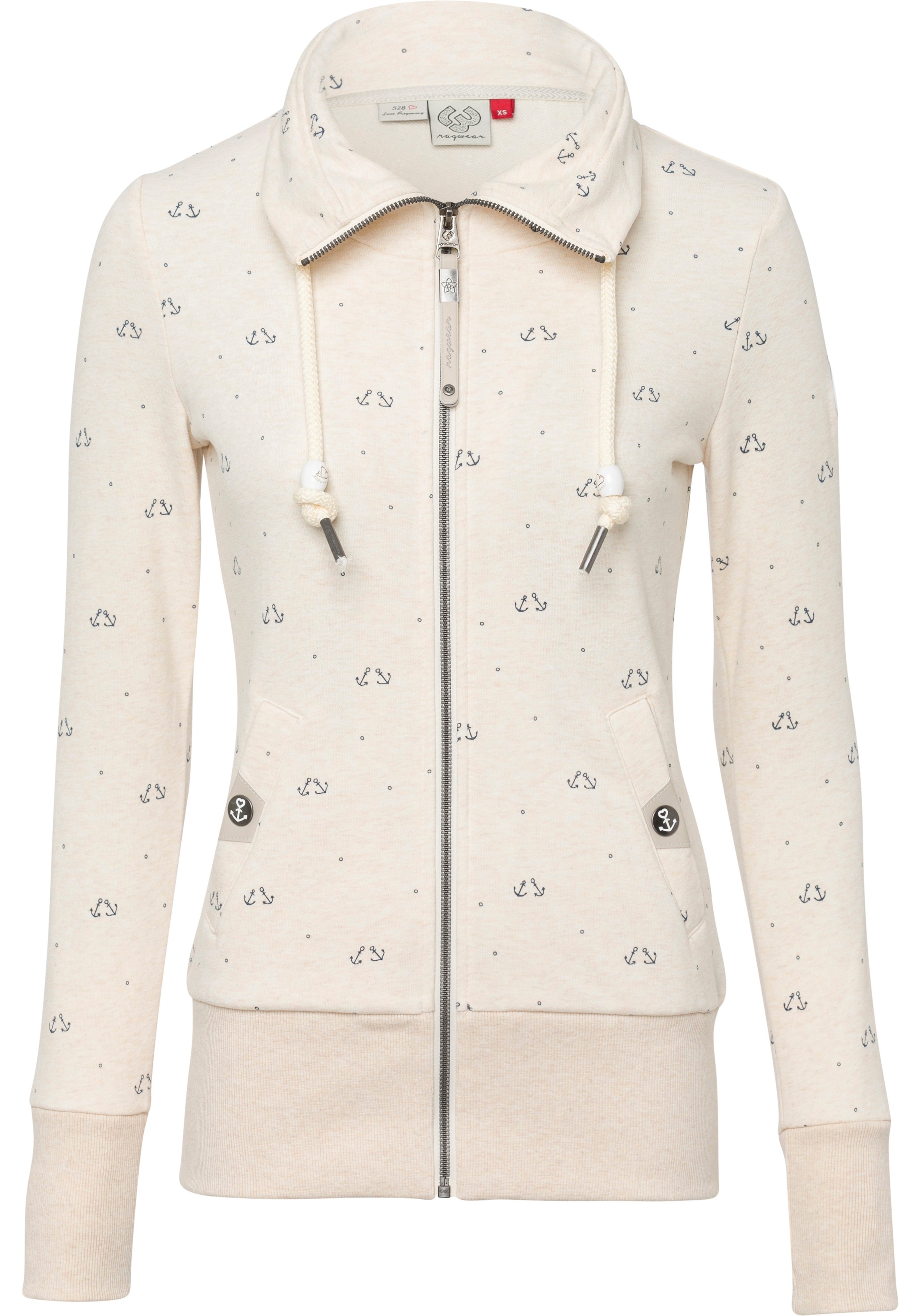 Ragwear Sweatjacke »RYLIE MARINA ZIP«, mit maritimen Allover Anker-Druck