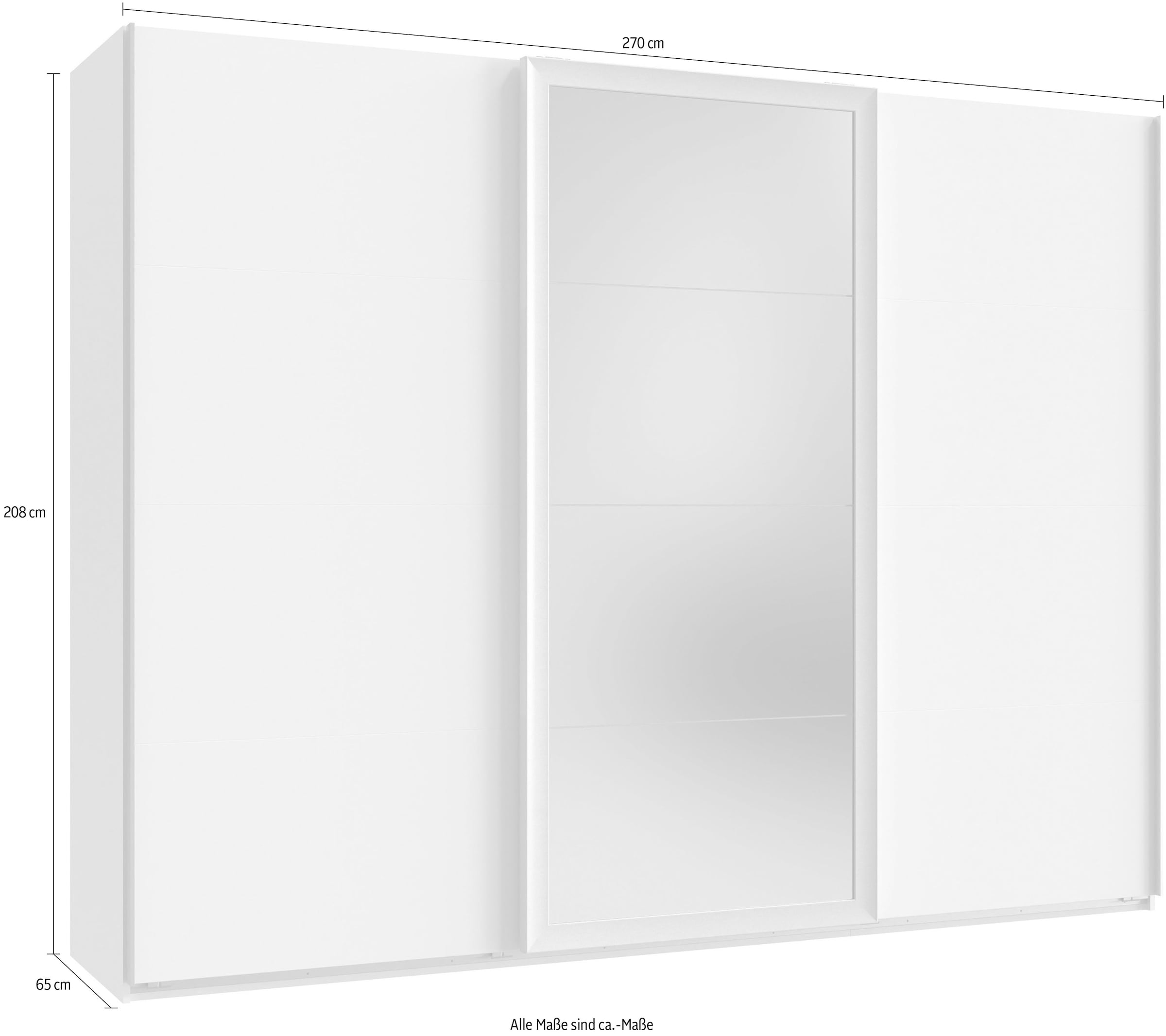 Wimex Schwebetürenschrank »Katar, Kleiderschrank erhältlich in den Breiten 225cm und 270cm« inkl. Spiegel, Akzente in Gold