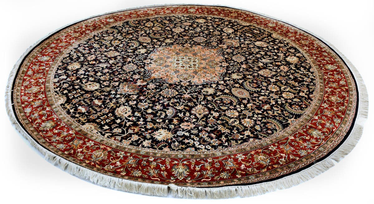 Kayoom Seidenteppich »Kashan 1756«, rund, 10 mm Höhe, Einzelstück mit Zertifikat, Wohnzimmer