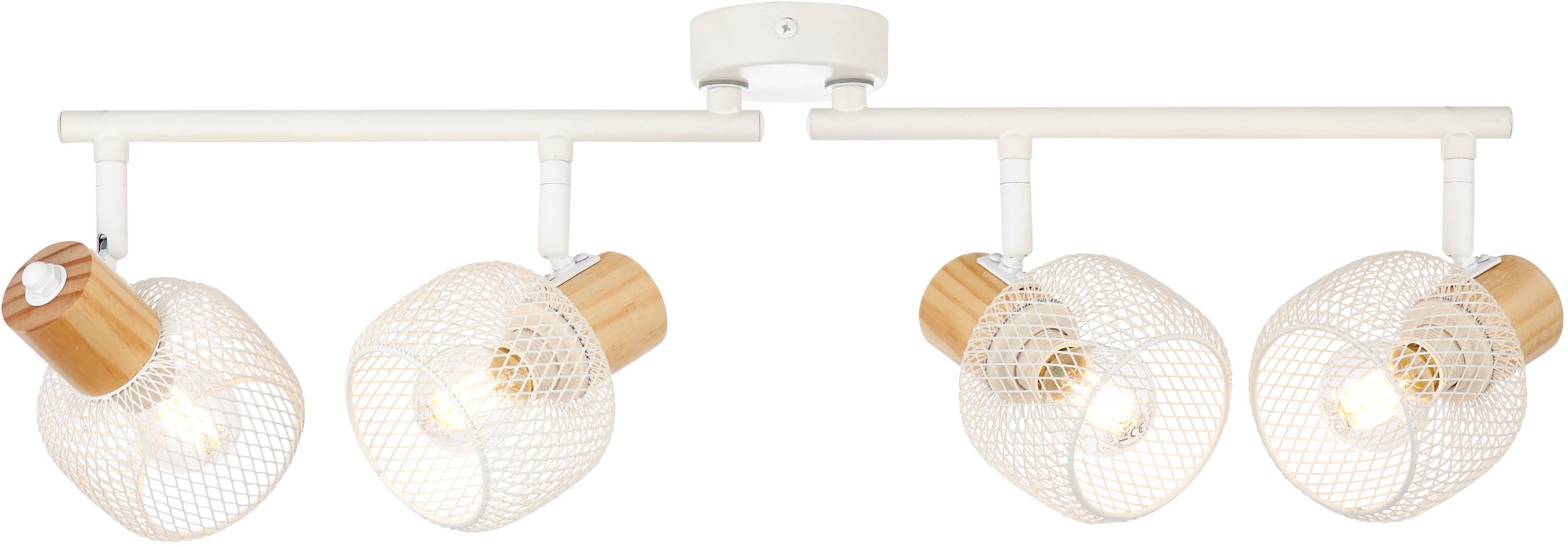 Brilliant Deckenstrahler »Giada« E14 1 Stk. 74 cm, 4 x E14, Köpfe schwenkbar, Metall/Holz, weiß/natur