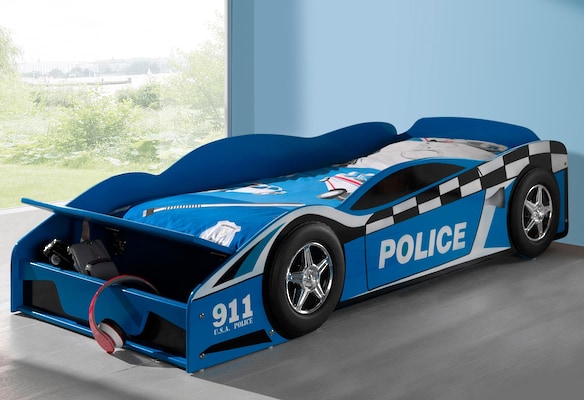 blaues Polizeiautobett