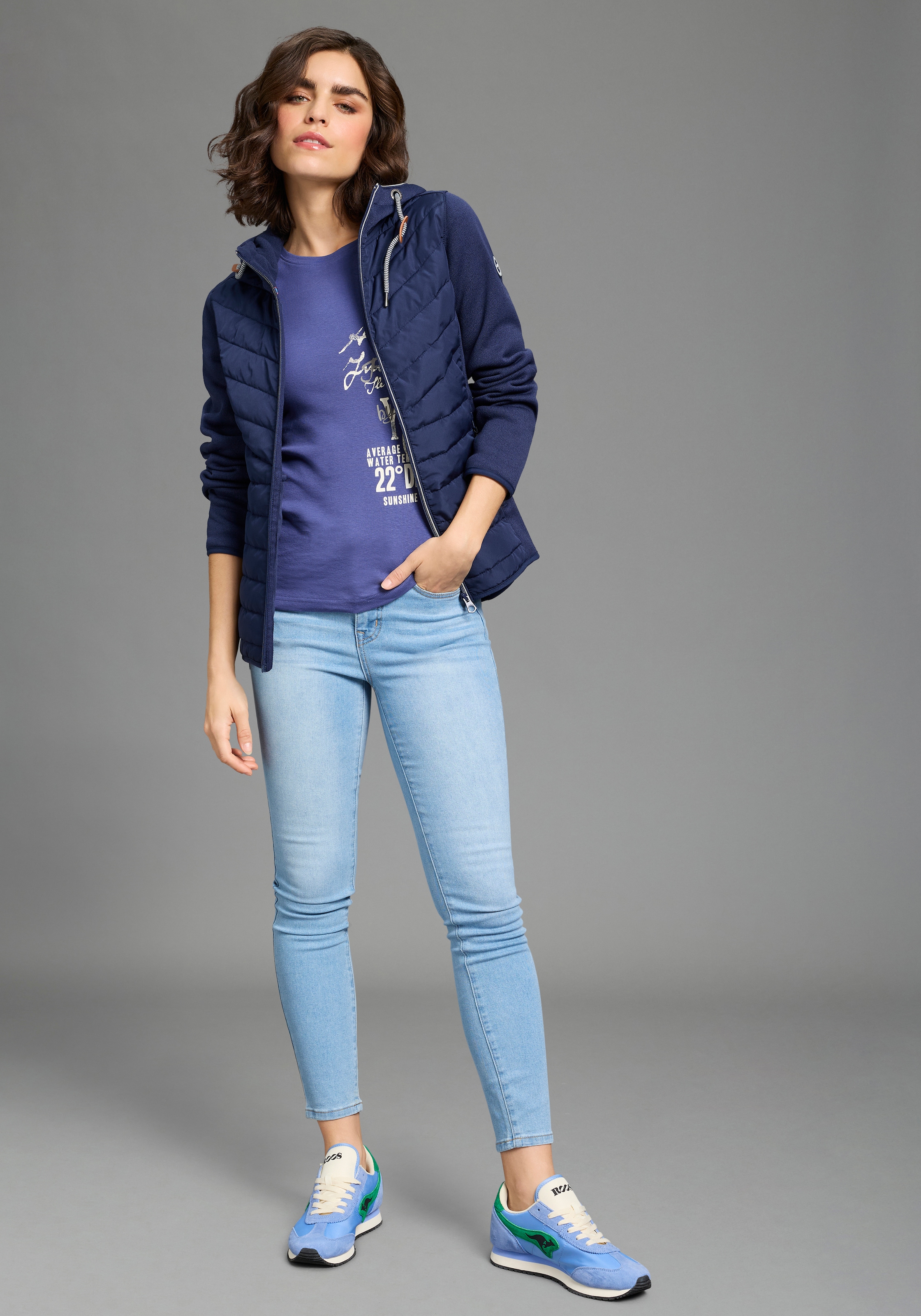 KangaROOS Hybridjacke mit Kapuze Übergangsjacke mit Kapuze Reißverschlusstaschen