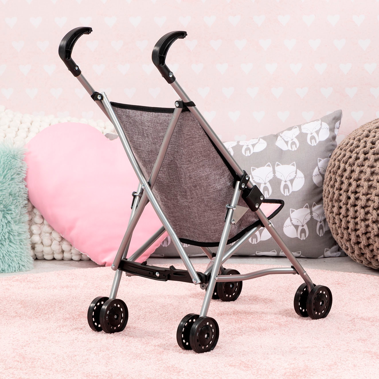 Bayer Puppenbuggy »grau/rosa mit Schmetterling«