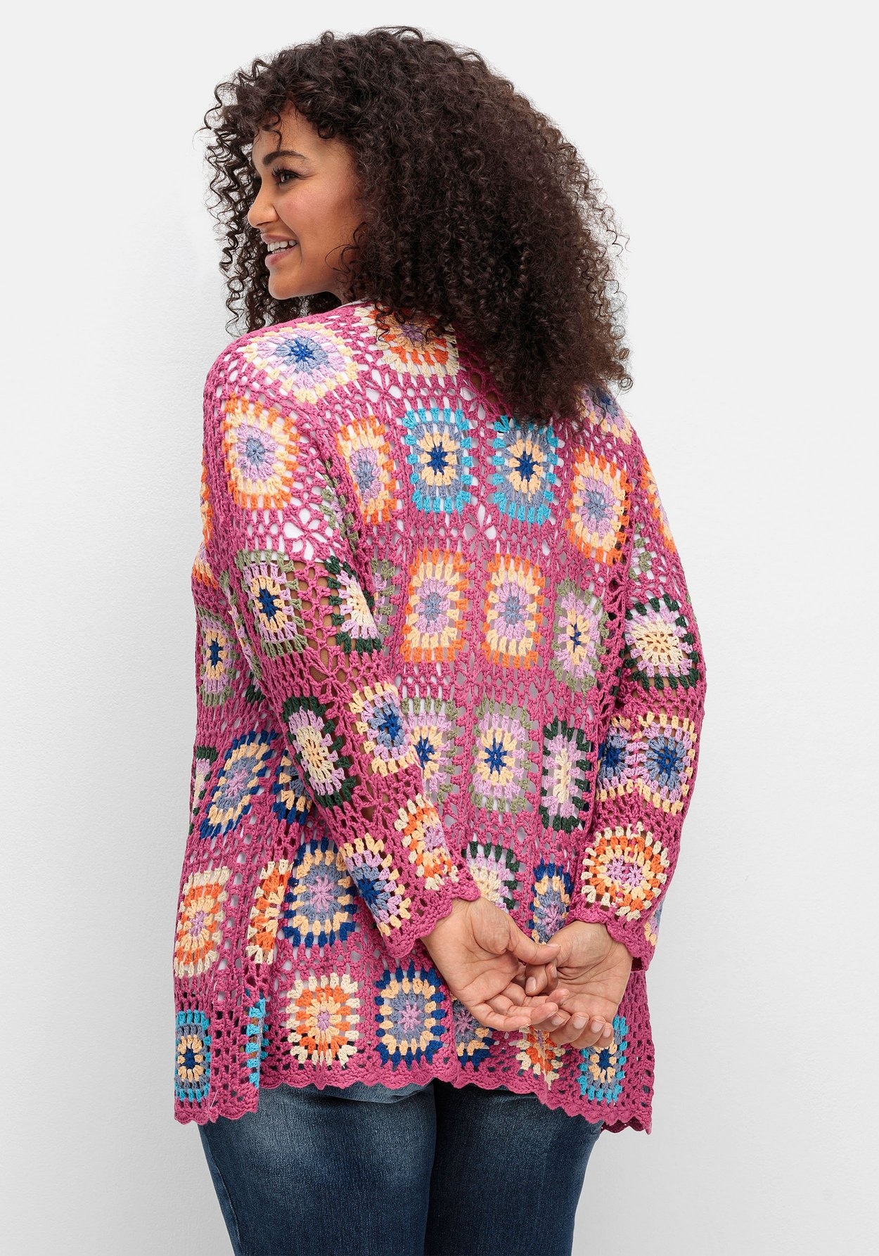 Sheego Cardigan »Strickjacke in Häkeloptik, mit Crochet-Muster«