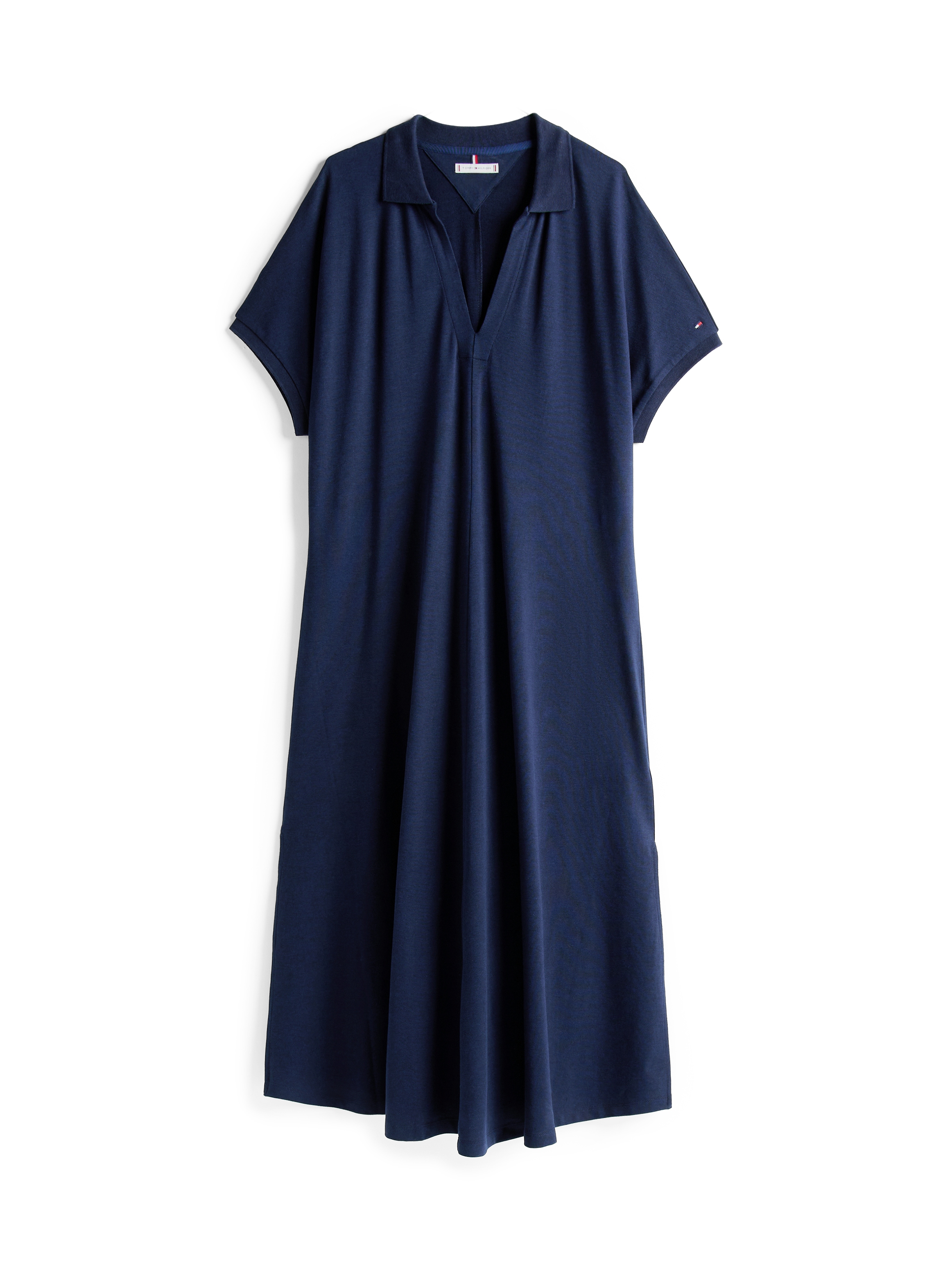 Tommy Hilfiger Curve Midikleid »CRV LYOCELL OPEN-NK MIDI DRESS«, in Großen Größen, Logostickerei, V-Ausschnitt
