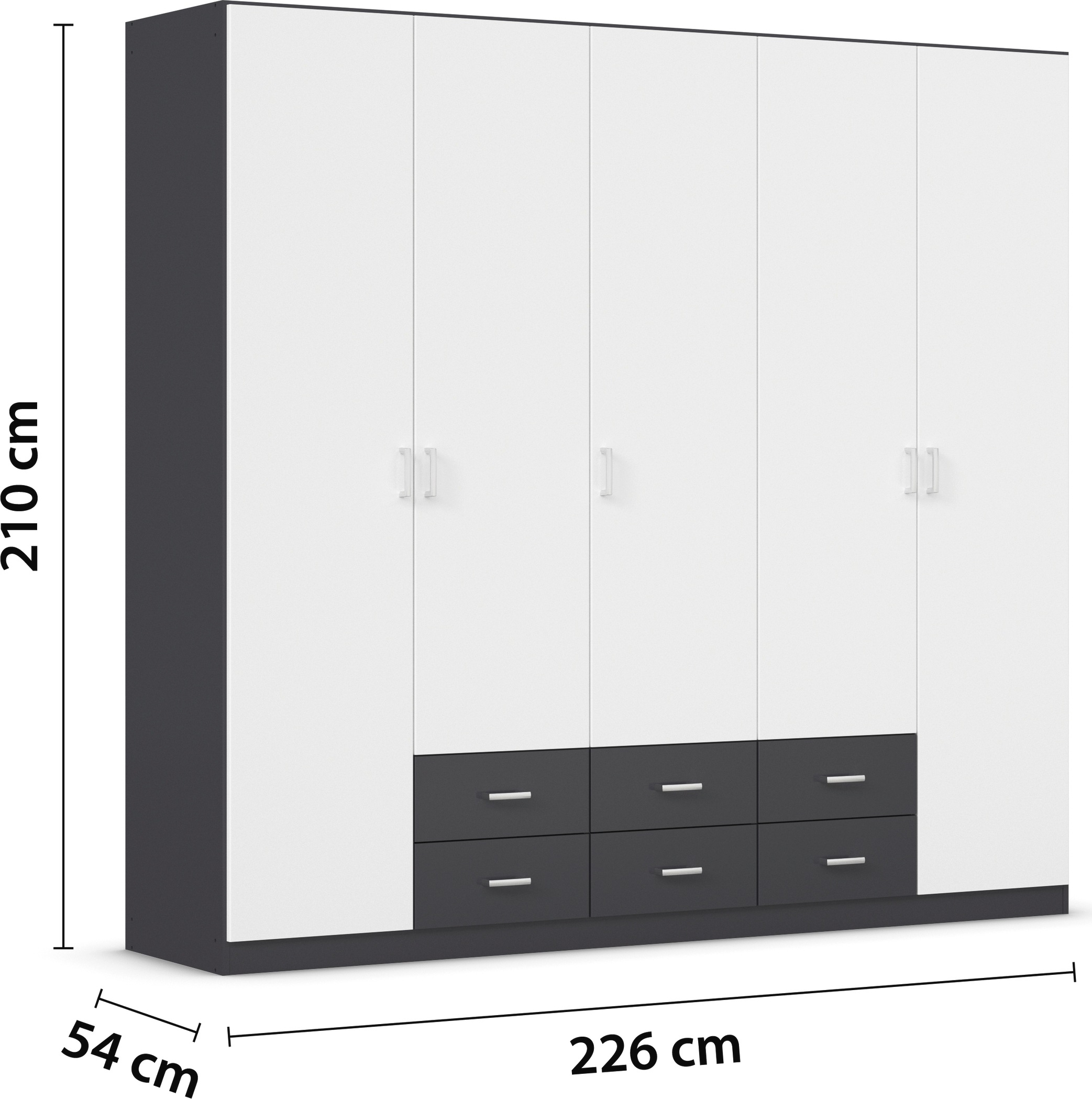 rauch Drehtürenschrank »Kleiderschrank Schrank Garderobe Wäscheschrank GAMMA in 3 Breiten«, mit 6 Schubladen, in schlichtem Design TOPSELLER MADE IN GERMANY