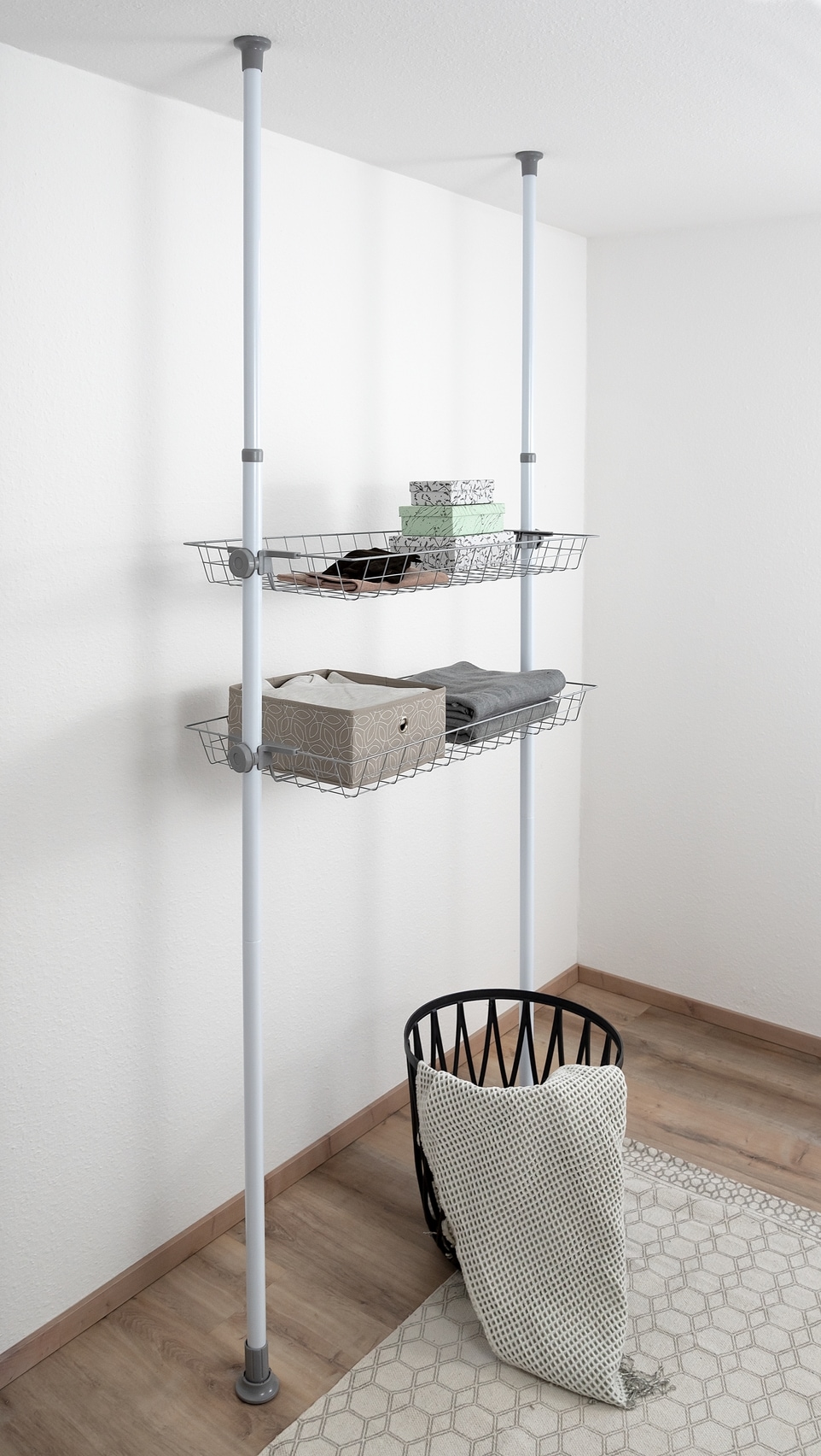 WENKO Organizer »Modell Herkules«, (Set, 2 St.), Drahtkörbe aus Stahl, Erweiterung zum Teleskop-System Herkules