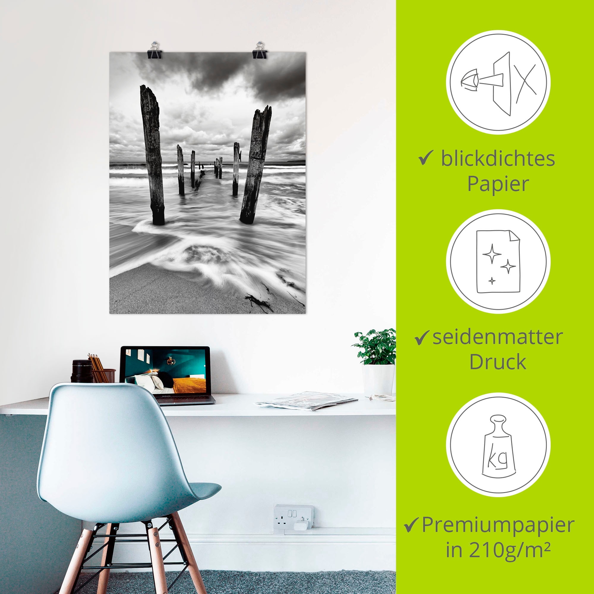 Artland Poster »Holzstangen am Ostseestrand« Küste 1 Stk. tlg. ohne Rahmen