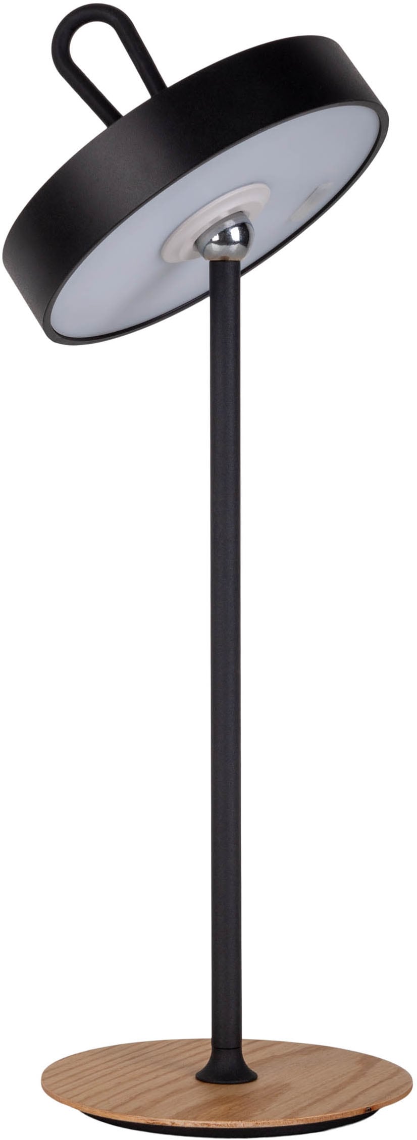 my home LED Tischleuchte »Charmont mit Holzfuß, abnehmbares Kopfteil als Hängeleuchte verwendbar« LED-Modul 1 Stk. Warmweiß aufladbar, inkl Akku + USB Kabel, Kopfteil magnetisch, abnehmbar, Holz