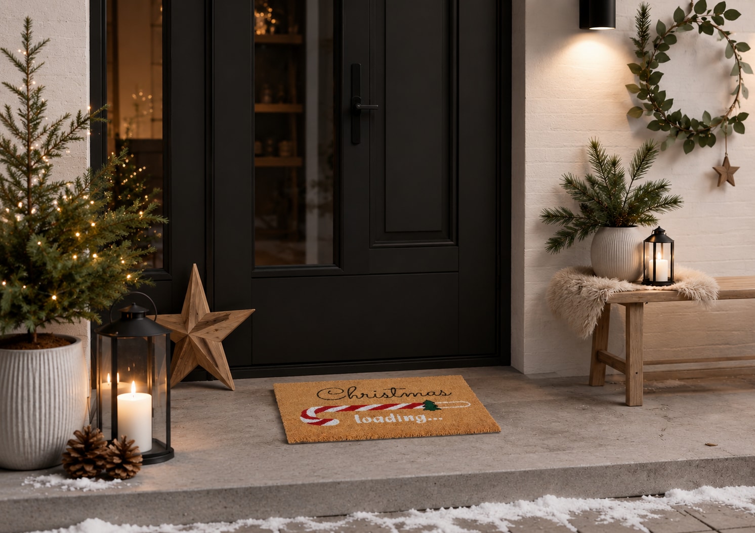 ASTRA Fußmatte »Kokosvelours  Xmas loadin  40x60« rechteckig 1,4 mm Höhe Kokos, Natürliches Material, Zuckerstange, Weihnachten