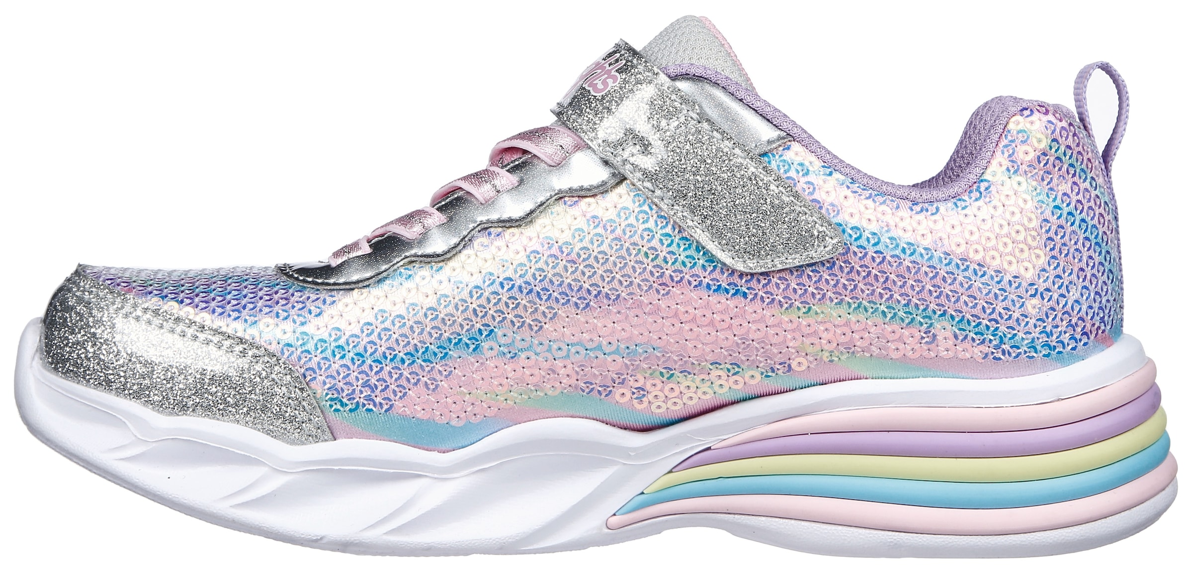 Skechers Sneaker »SWEETHEART LIGHTS«, Klettschuh, Freizeitschuh, Blinkschuh mit schimmerndem Metallic Look