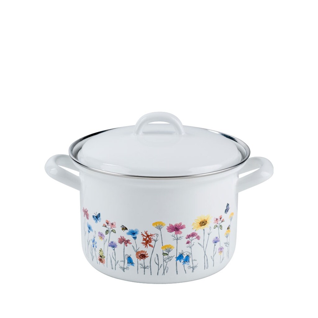 Riess Topf-Set »Emaille Spar-Set FLORA«, emailliertes Stahlblech, (Set, 5 tlg.)