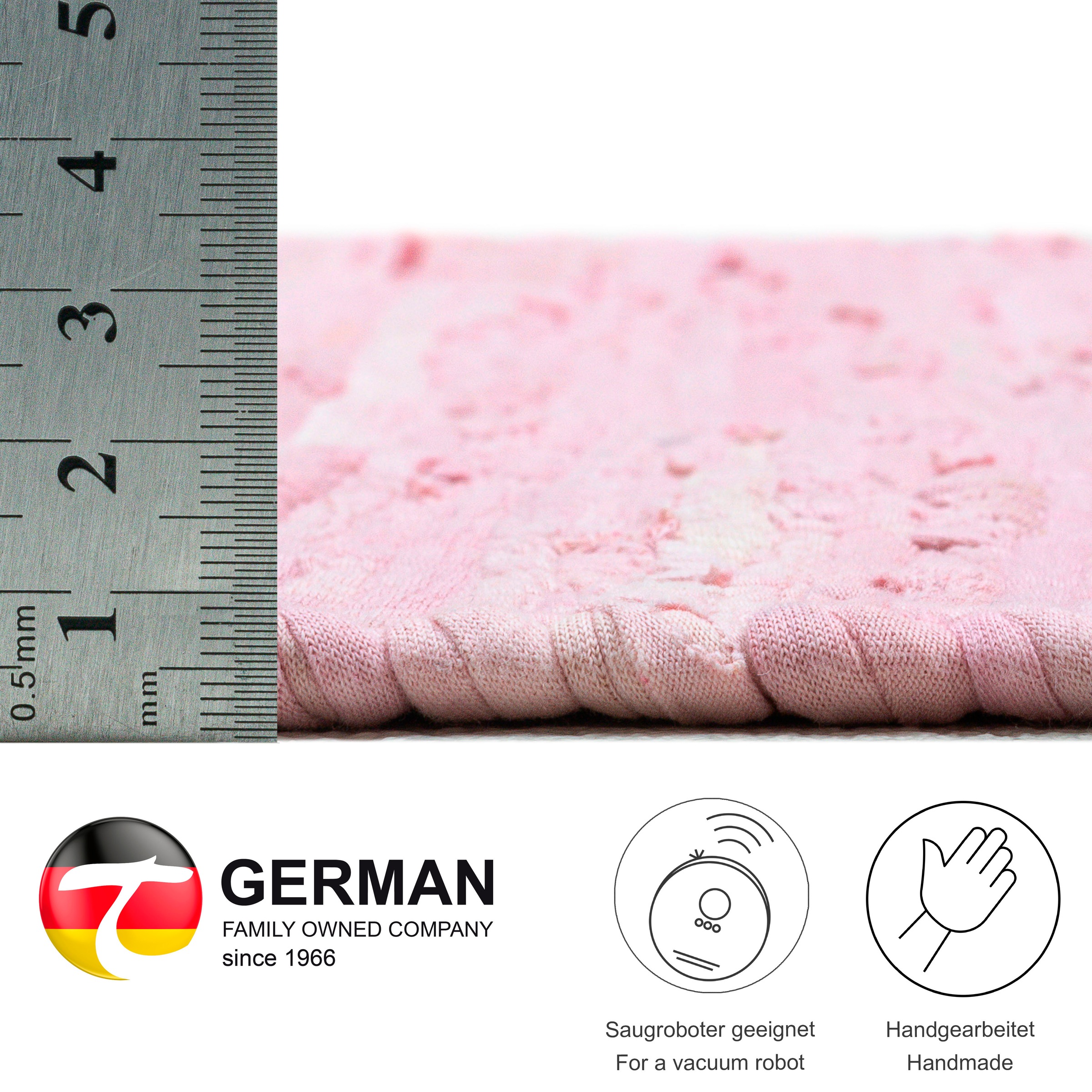 THEKO Teppich »Happy Cotton Fleckerl, handgewebt«, rechteckig, 5 mm Höhe, Flachgewebe, reine Baumwolle, meliert, mit Fransen, auch als Läufer