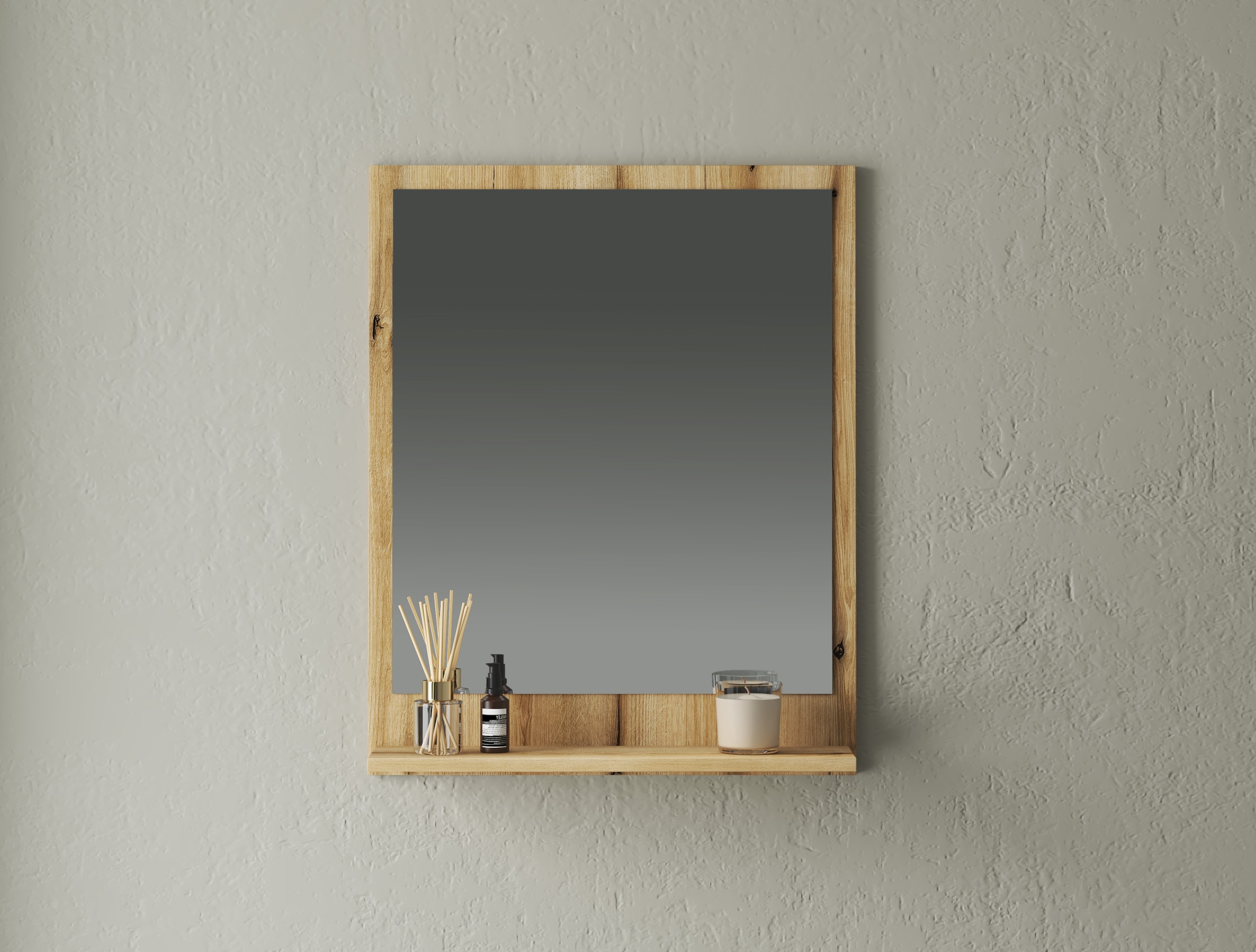 INOSIGN Badspiegel »Oslo, Spiegel in Eiche Evoke, Wandspiegel im skandinavischen Design«, mit Ablagefläche, 60 cm breit