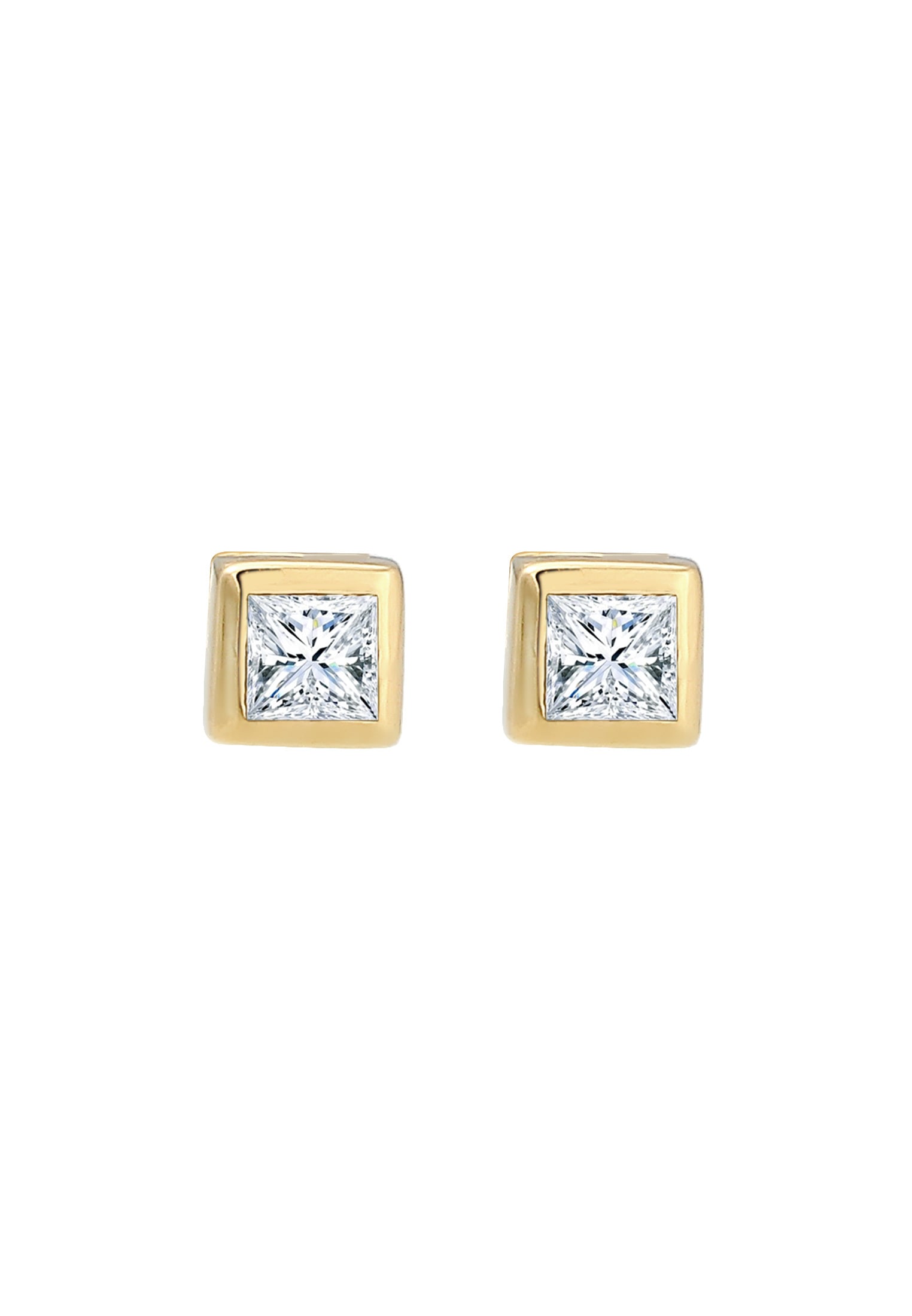Elli DIAMONDS Paar Ohrstecker »Ohrringe Ohrstecker Quadrat Diamant Weiß Princess Cut (0.2 ct) 585 Gelbgold«