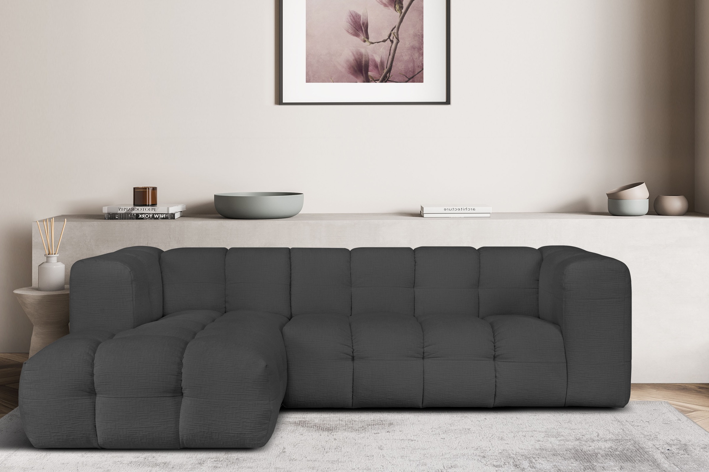 LeGer Home by Lena Gercke Ecksofa »TALISHA L-Form Designersofa, moderne Steppung, B/T/H: 276/178/75 cm«, moderne Steppung, hoher Sitzkomfort
