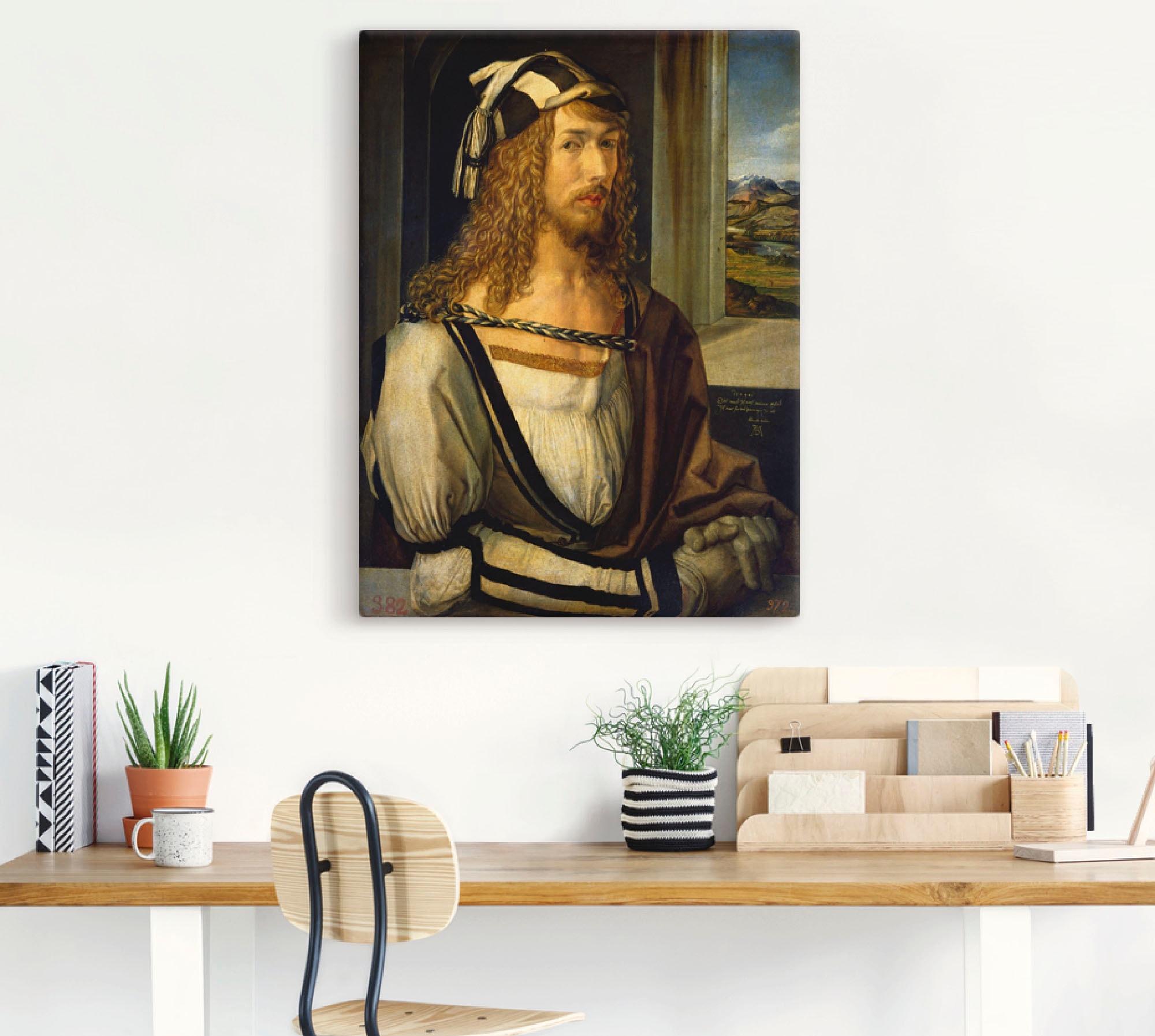 Artland Leinwandbild »Selbstbildnis mit Landschaft. 1498« Porträts 1 Stk. tlg. auf Holzrahmen gespannt