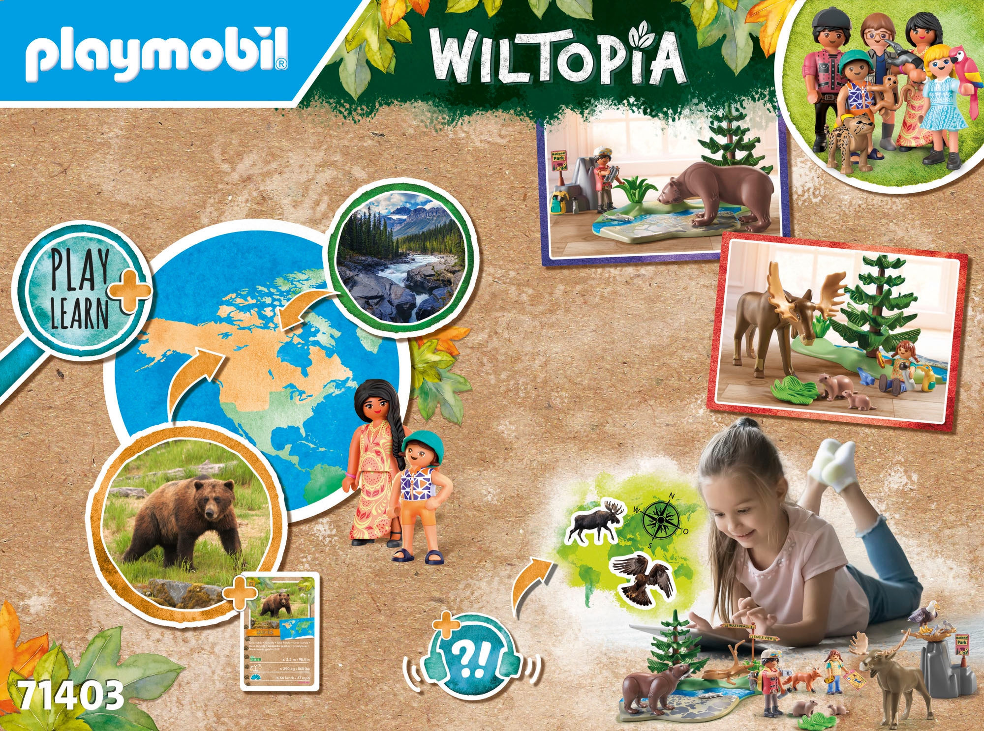 Playmobil® Konstruktions-Spielset »Wiltopia - Abstecher zu den Tieren Nordamerika (71403), Wiltopia«, (54 St.), teilweise aus recyceltem Material