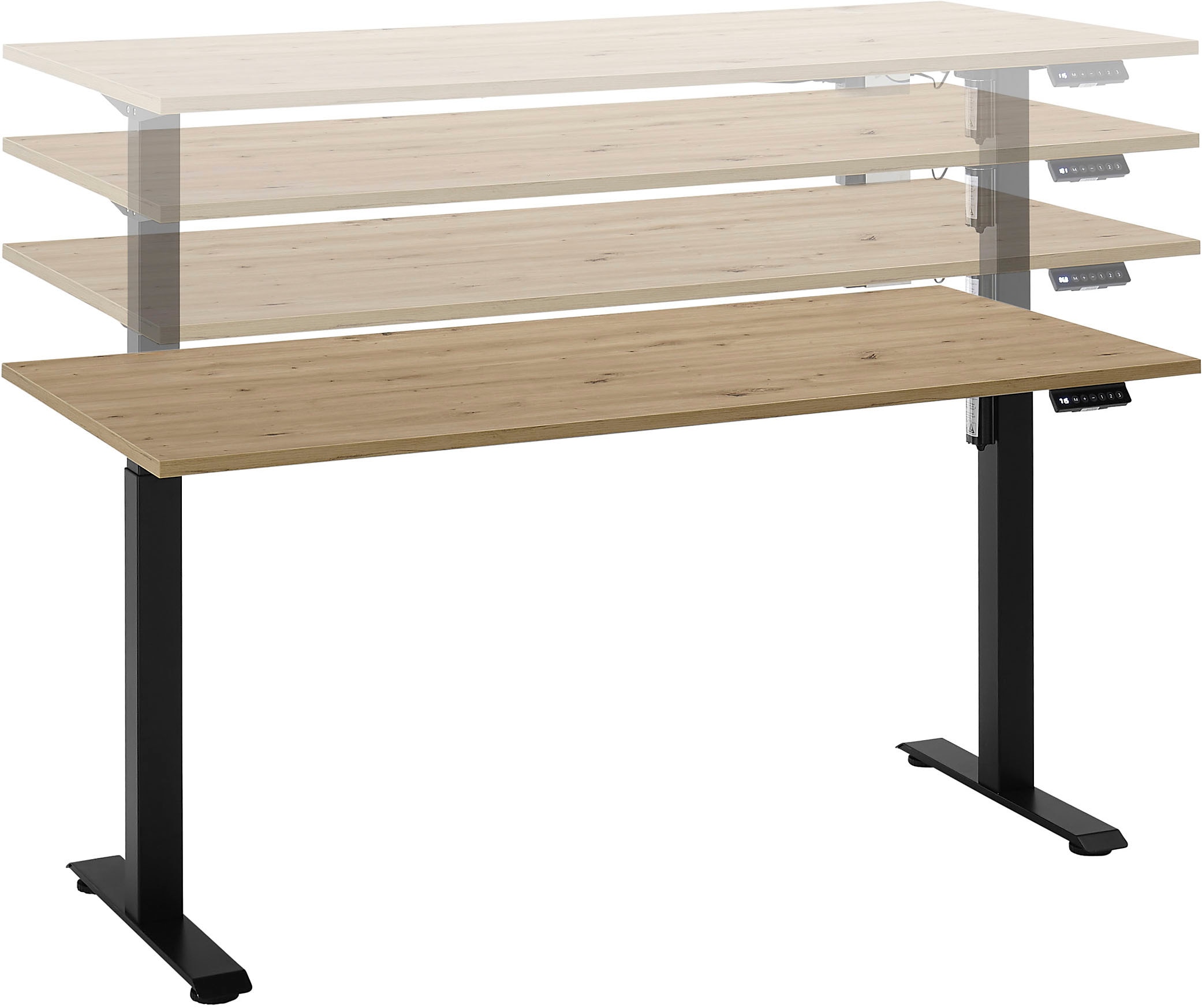 BEGA OFFICE Schreibtisch 2 Stk. tlg. Breite 137 cm, stufenlos höhenverstellbar 74-117 cm