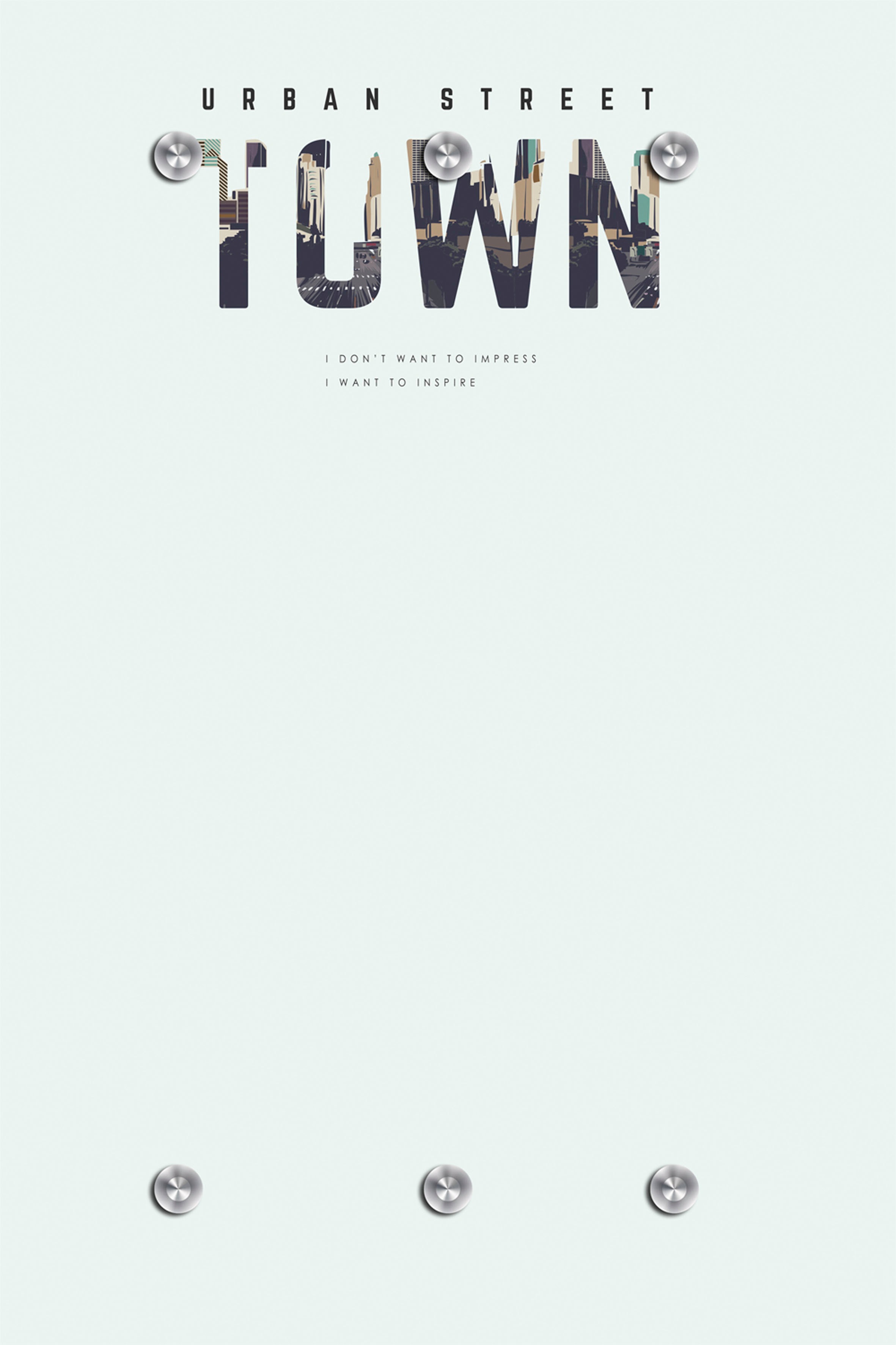 Queence Garderobenleiste »URBAN STREET TOWN« mit 6 Haken in blau, Größe B/H/T: 80 cm x 120 cm x 5 cm