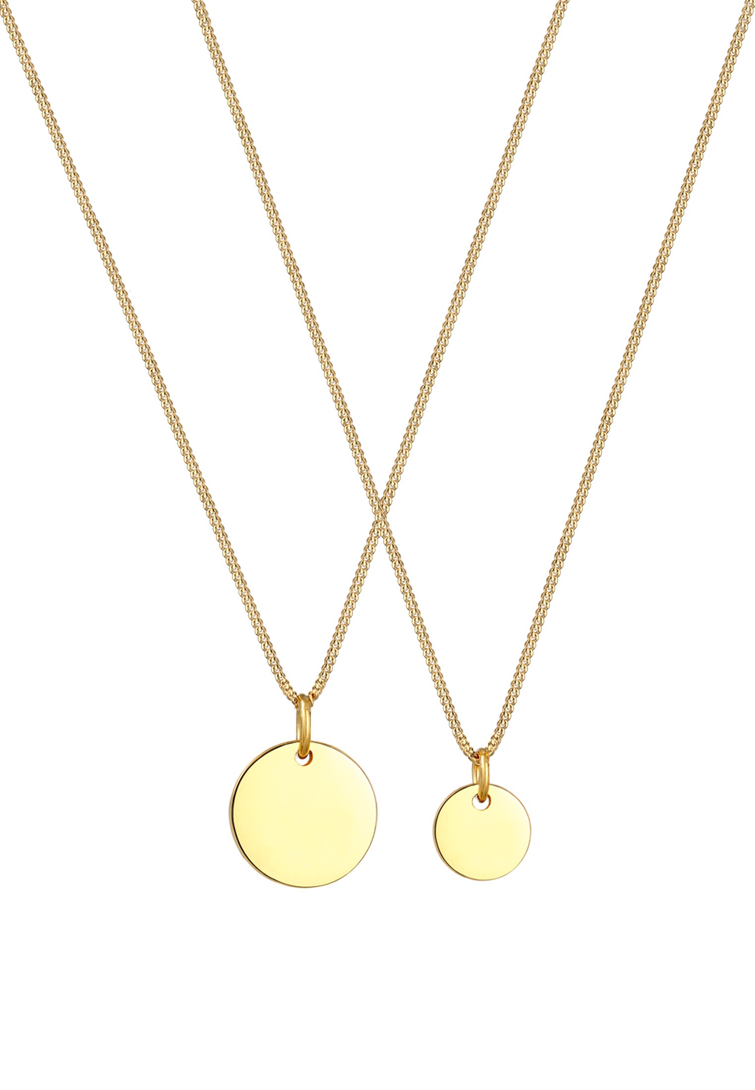 Elli Ketten-Set »Halskette Plättchen Coin Mutter Tochter 2er Set 925 Silber«