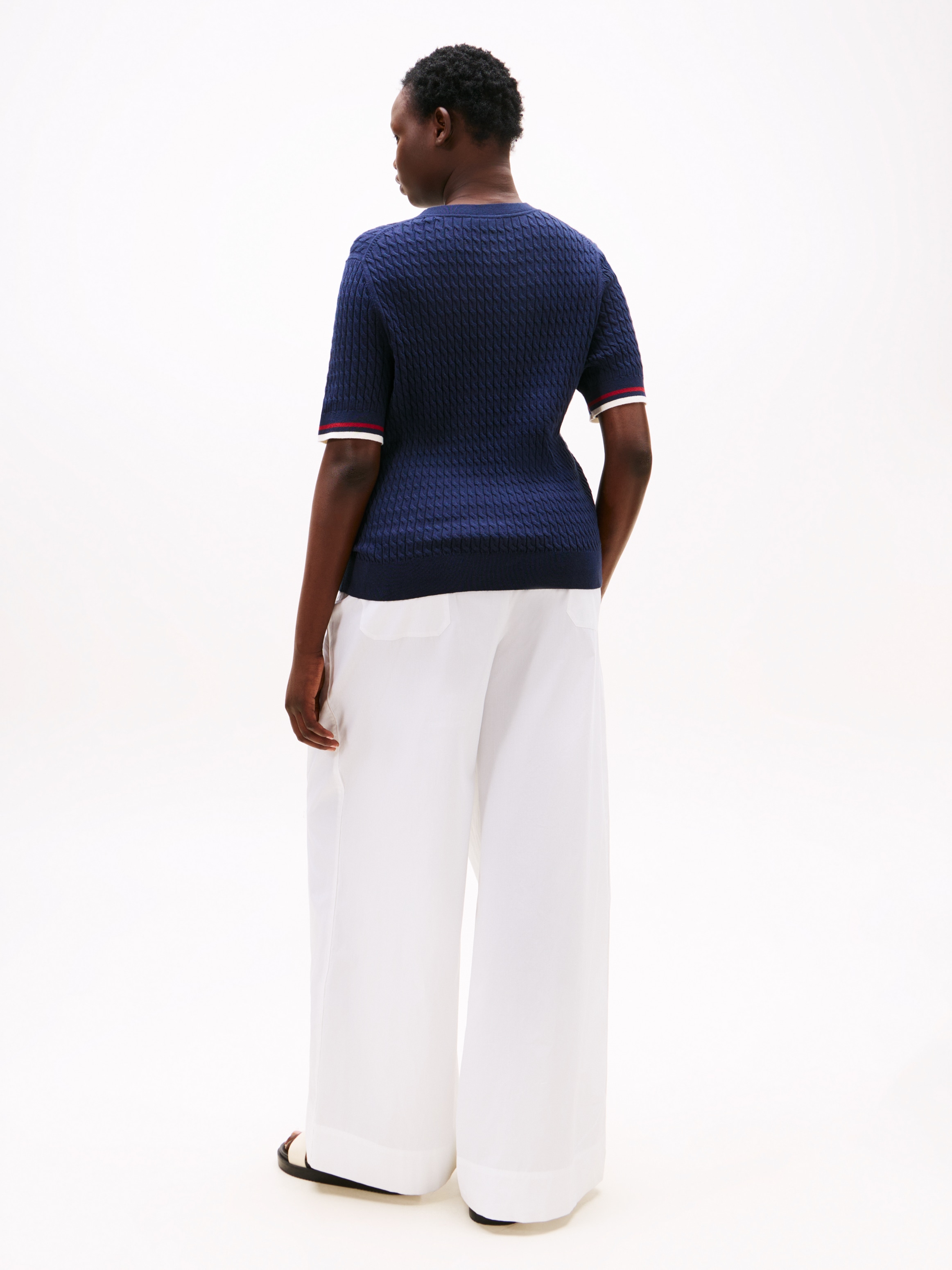 Tommy Hilfiger Curve Strickpullover »CRV CO CABLE FINE GG GPC SS SWT«, in großen Größen, mit Zopfmuster