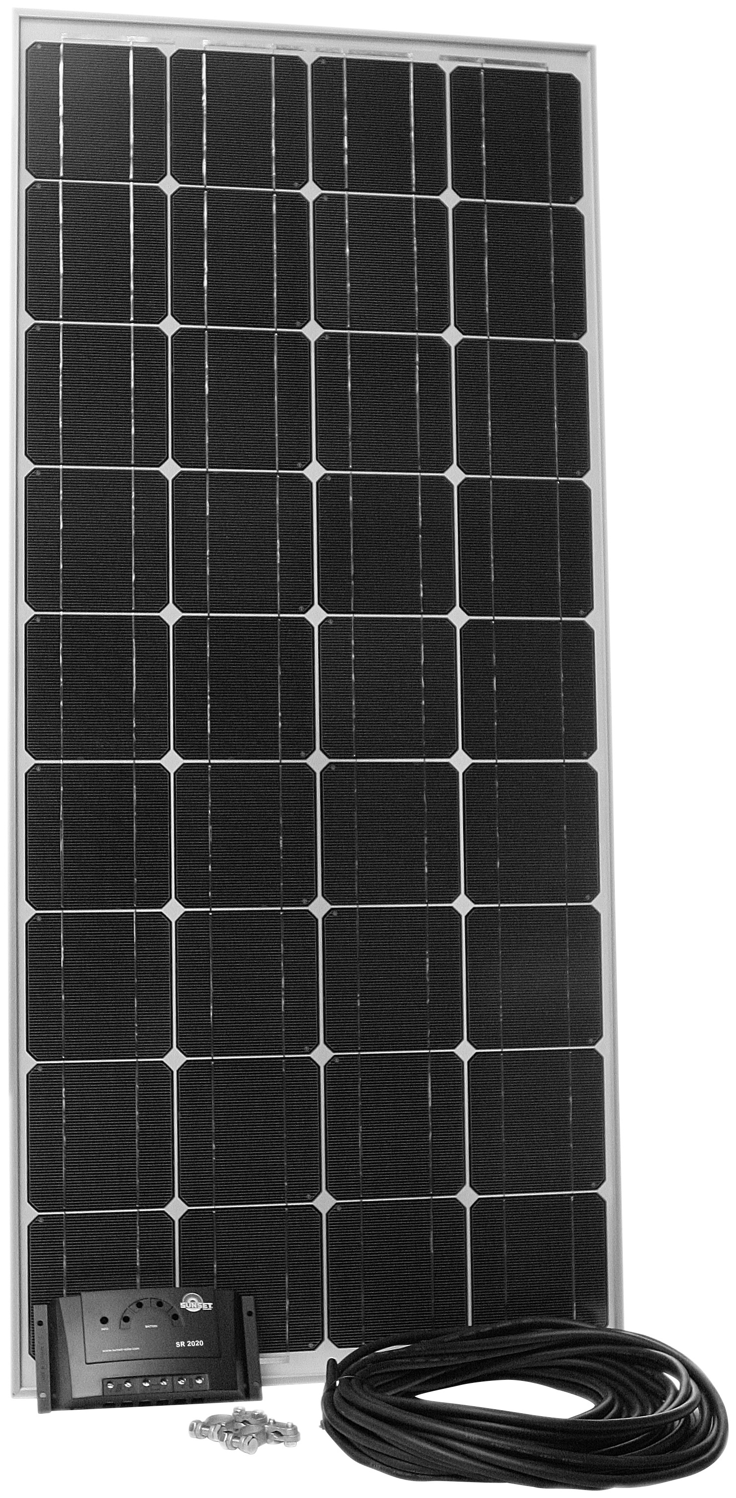 Sunset Solarmodul »Stromset AS 140, 140 Watt, 12 V«, (Set), für Gartenhäuser oder Reisemobil