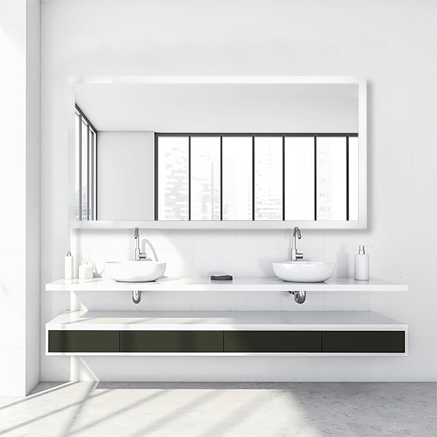 Paco Home LED Bad-Spiegelleuchte »BECKY«, integr. LED-Lichtmodul, Touch-Funktion, Gr. ca. 80 x 60 cm