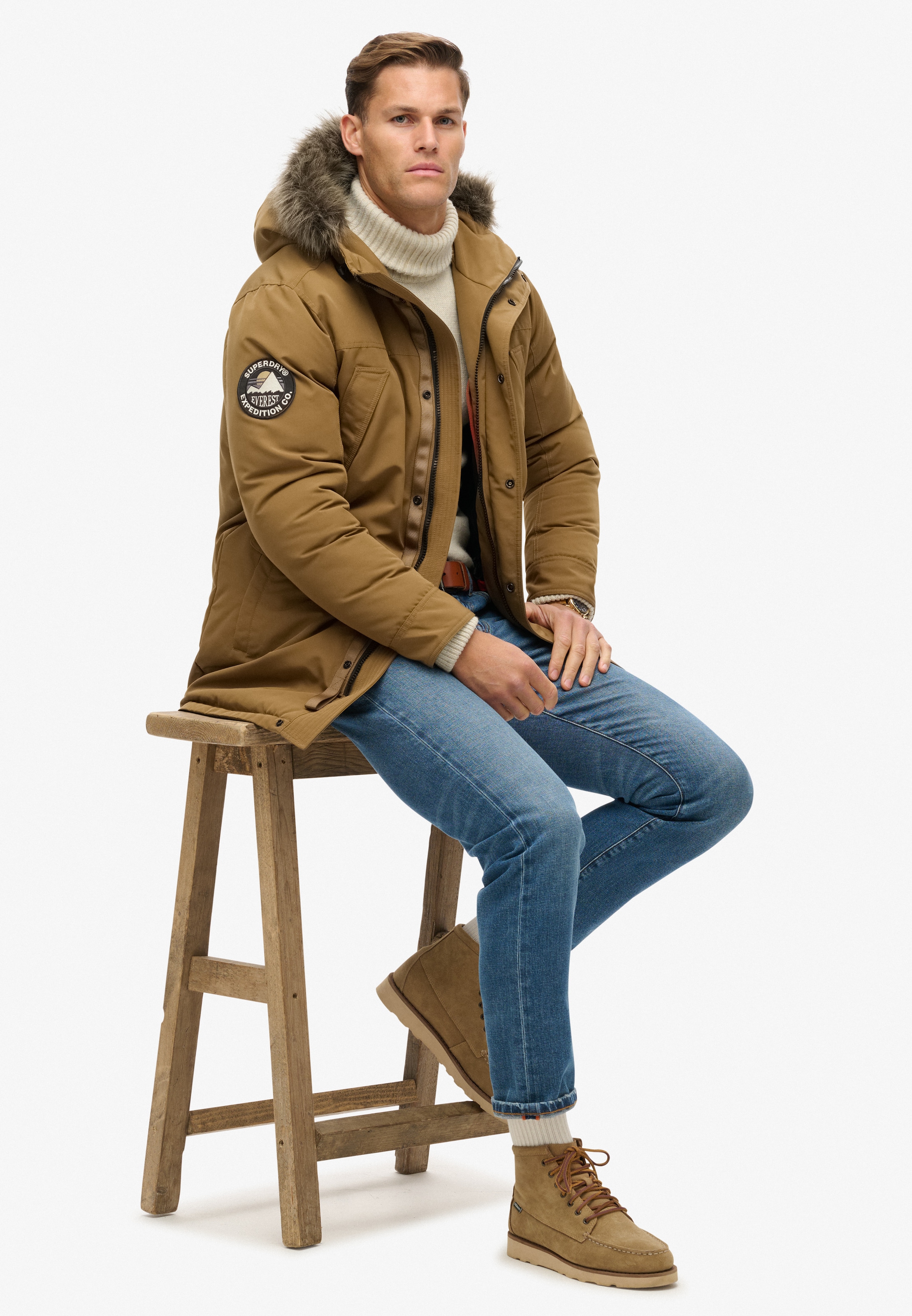 Superdry Parka »EVEREST FAUX FUR PARKA JACKET« mit Kapuze Kunstfaser, loose fit