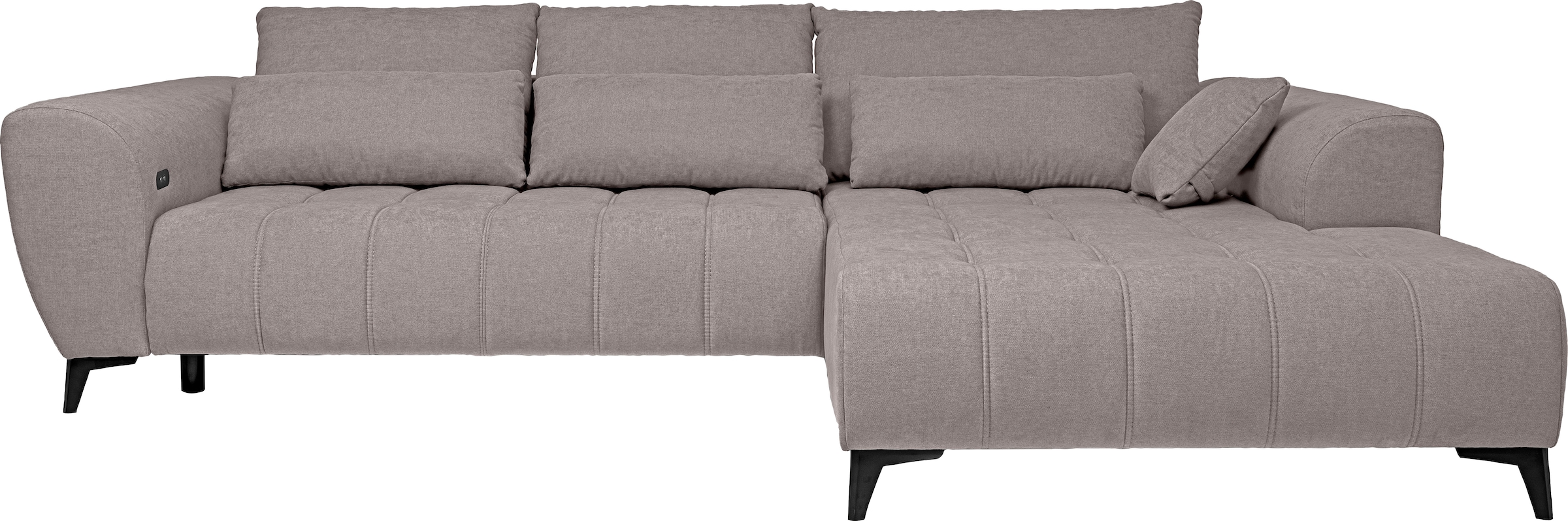 WERK2 Ecksofa »Garay, XXL-Liegefläche: elektrisch ausziehbar auf ca. 228×126 cm« Luxus in Übergröße: XXL-Liegefläche, Komfort-Ottomane & stilvolle Füße